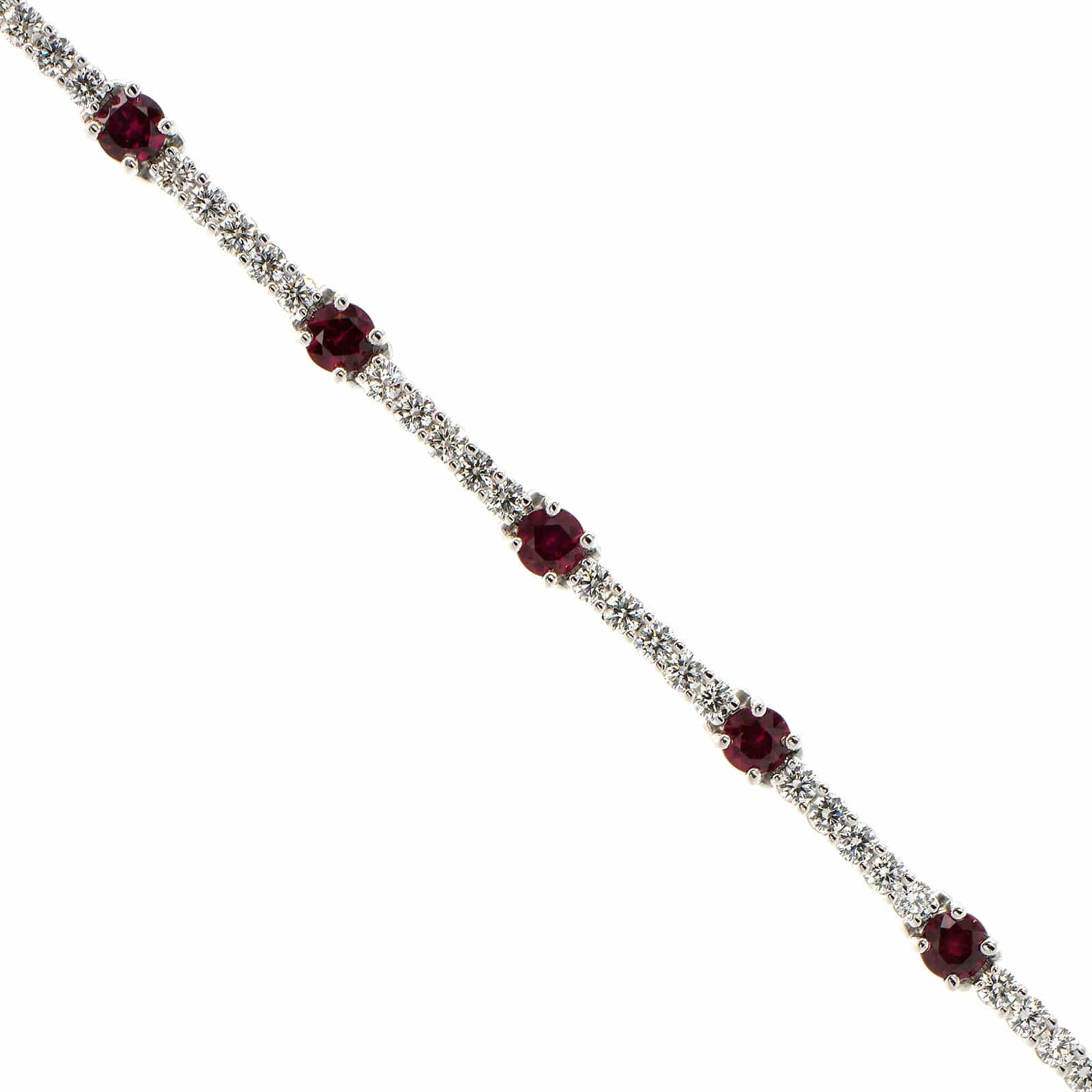 Platinum Ruby & Diamond Line Bracelet - Image 2