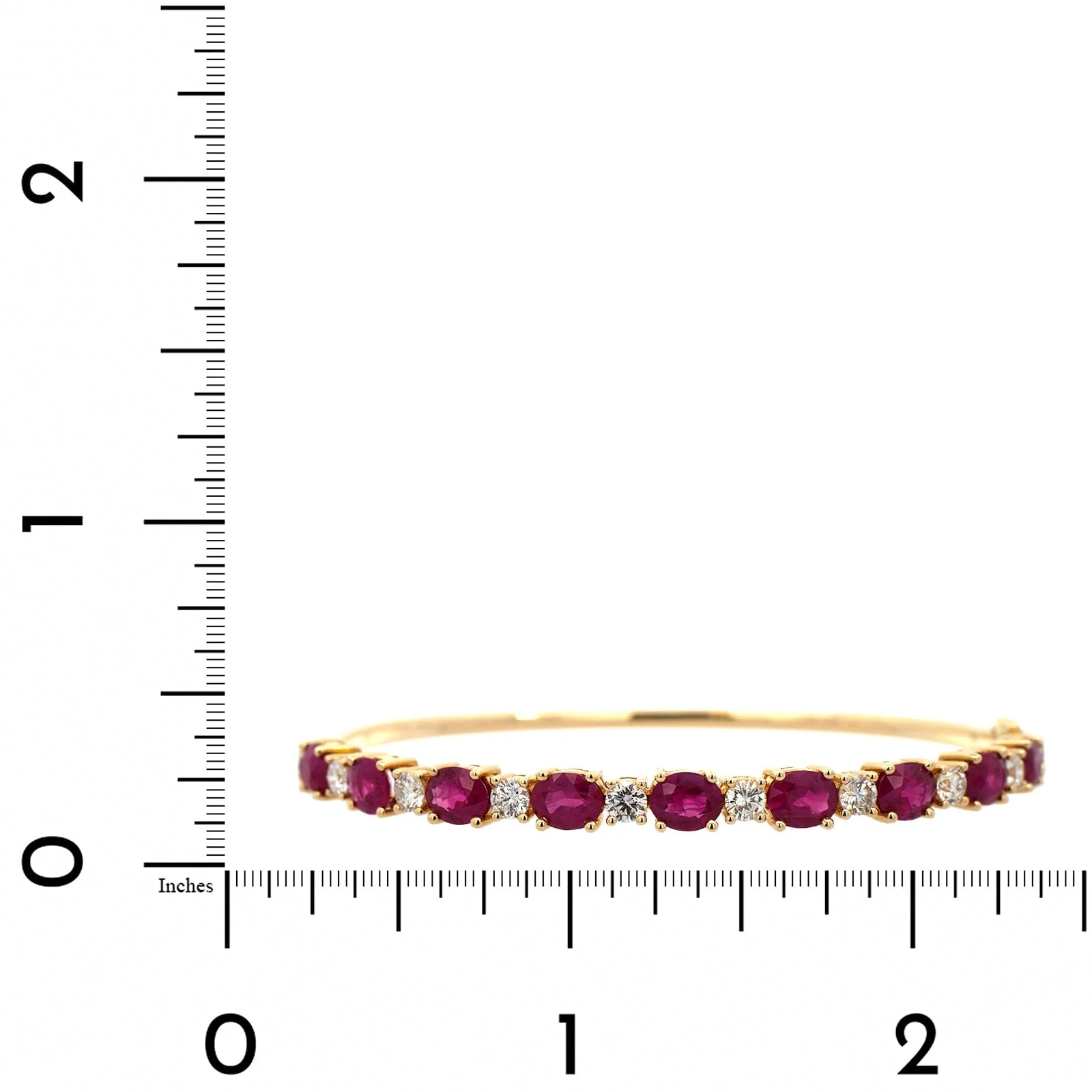 14K Yellow Gold Oval Ruby and Diamond Bracelet - Image 3