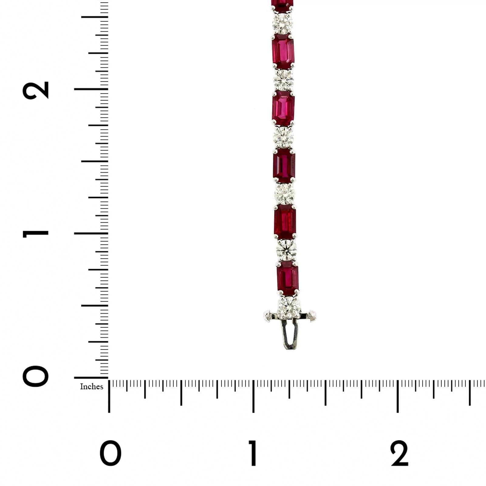 Platinum Alternating Ruby and Diamond Tennis Bracelet - Image 3
