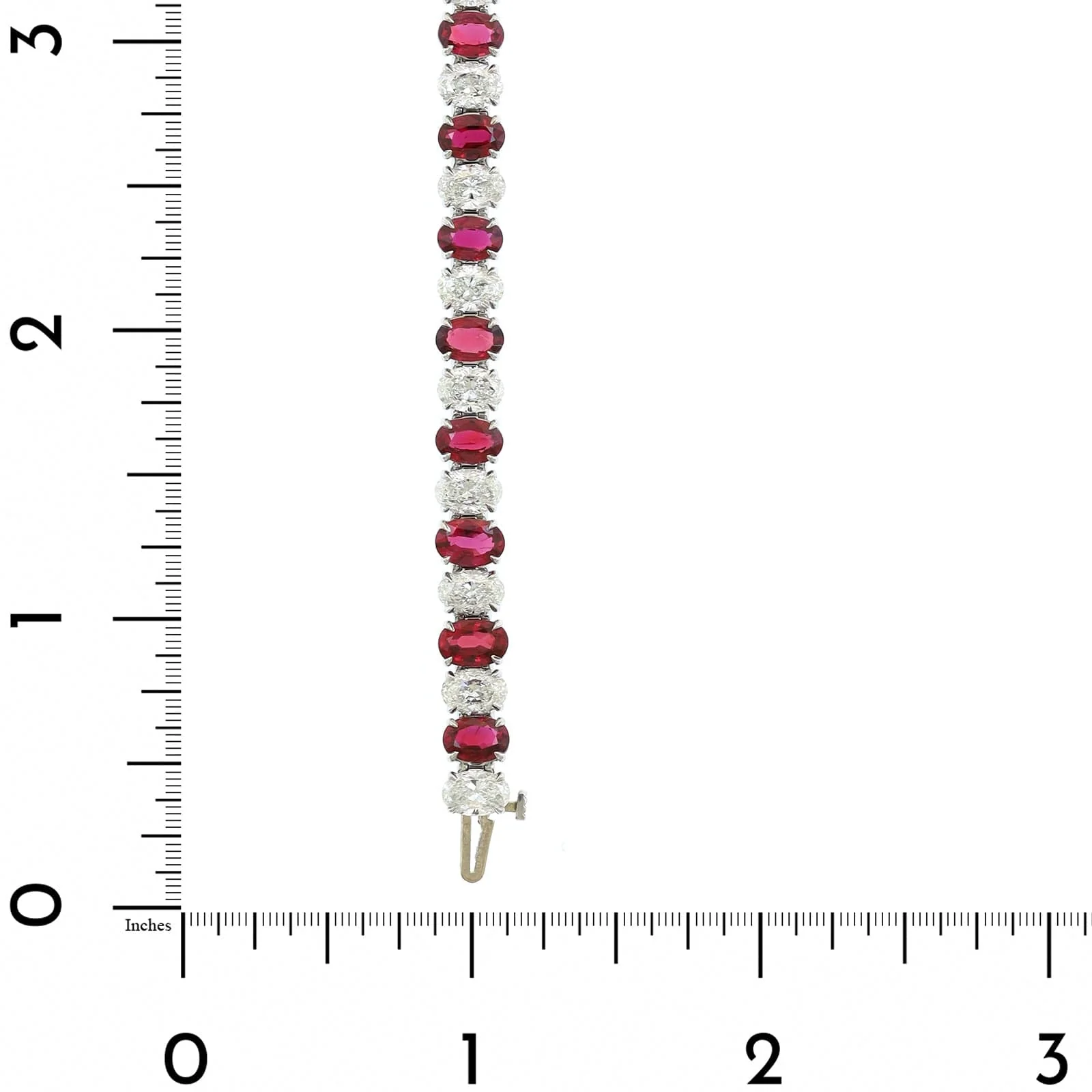 Platinum Alternating Oval Ruby and Diamond Tennis Bracelet - Image 3