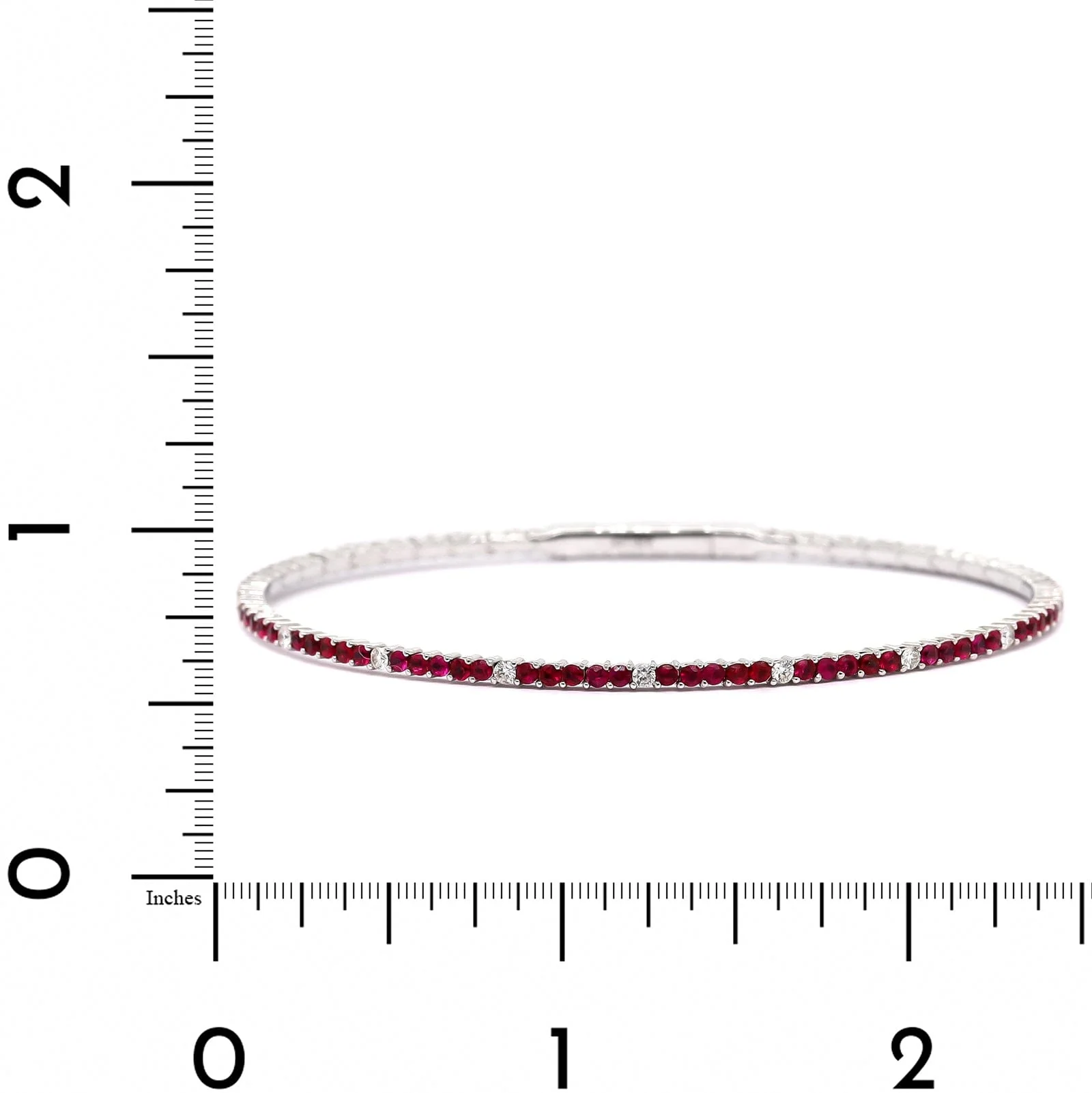 18K White Gold Ruby and Diamond Flexible Bangle Bracelet - Image 3