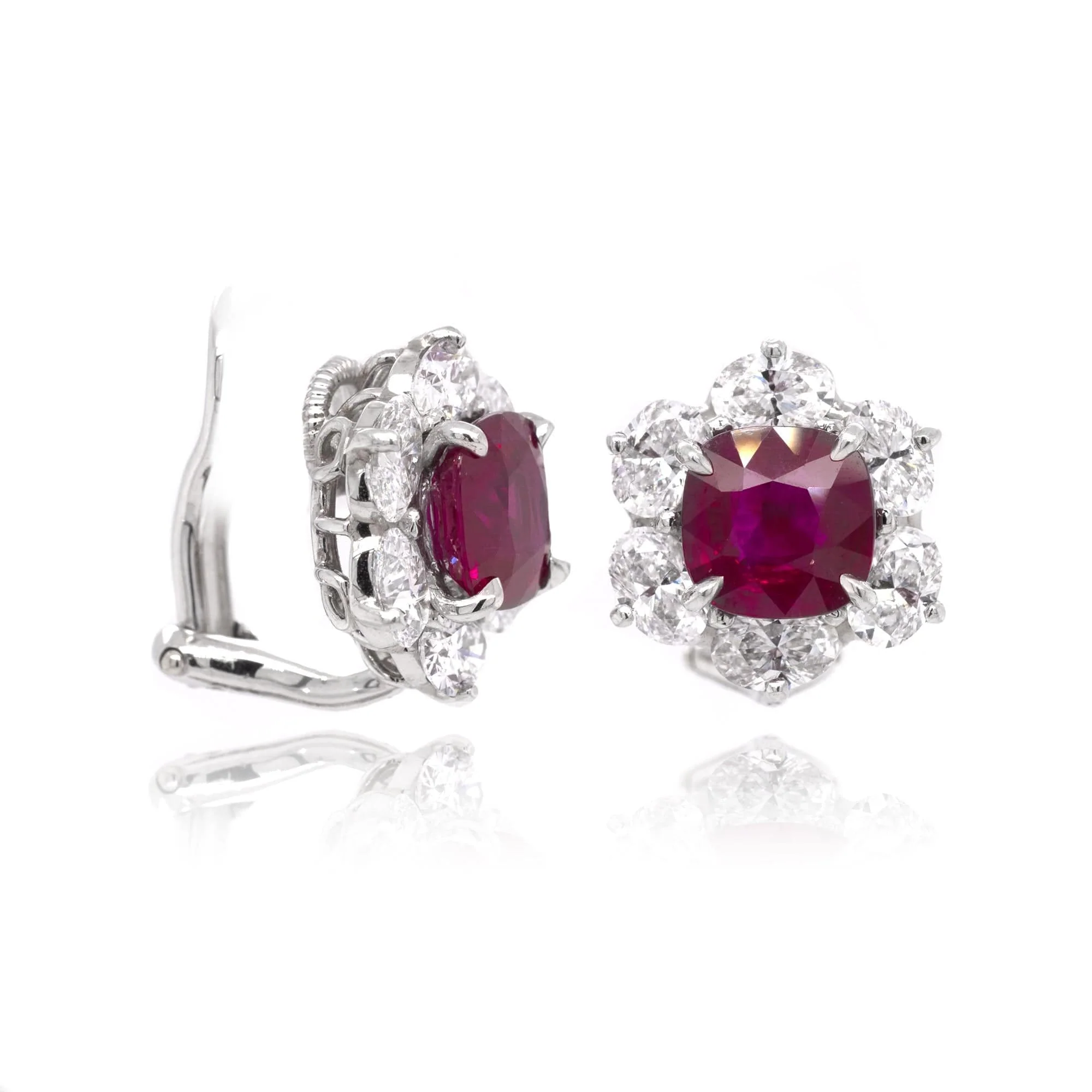 Oscar Heyman Platinum Ruby and Diamond Stud Earrings