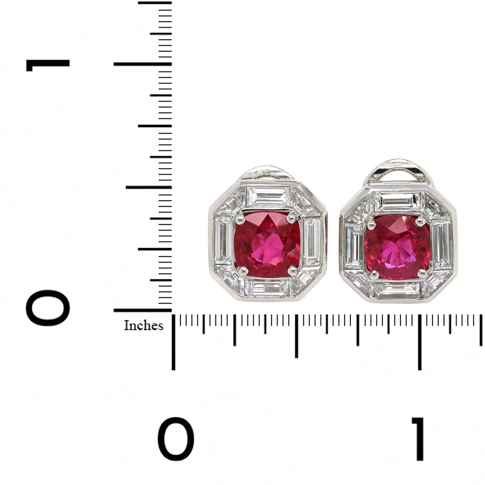 Oscar Heyman Platinum Cushion Ruby and Diamond Stud Earrings - Image 2