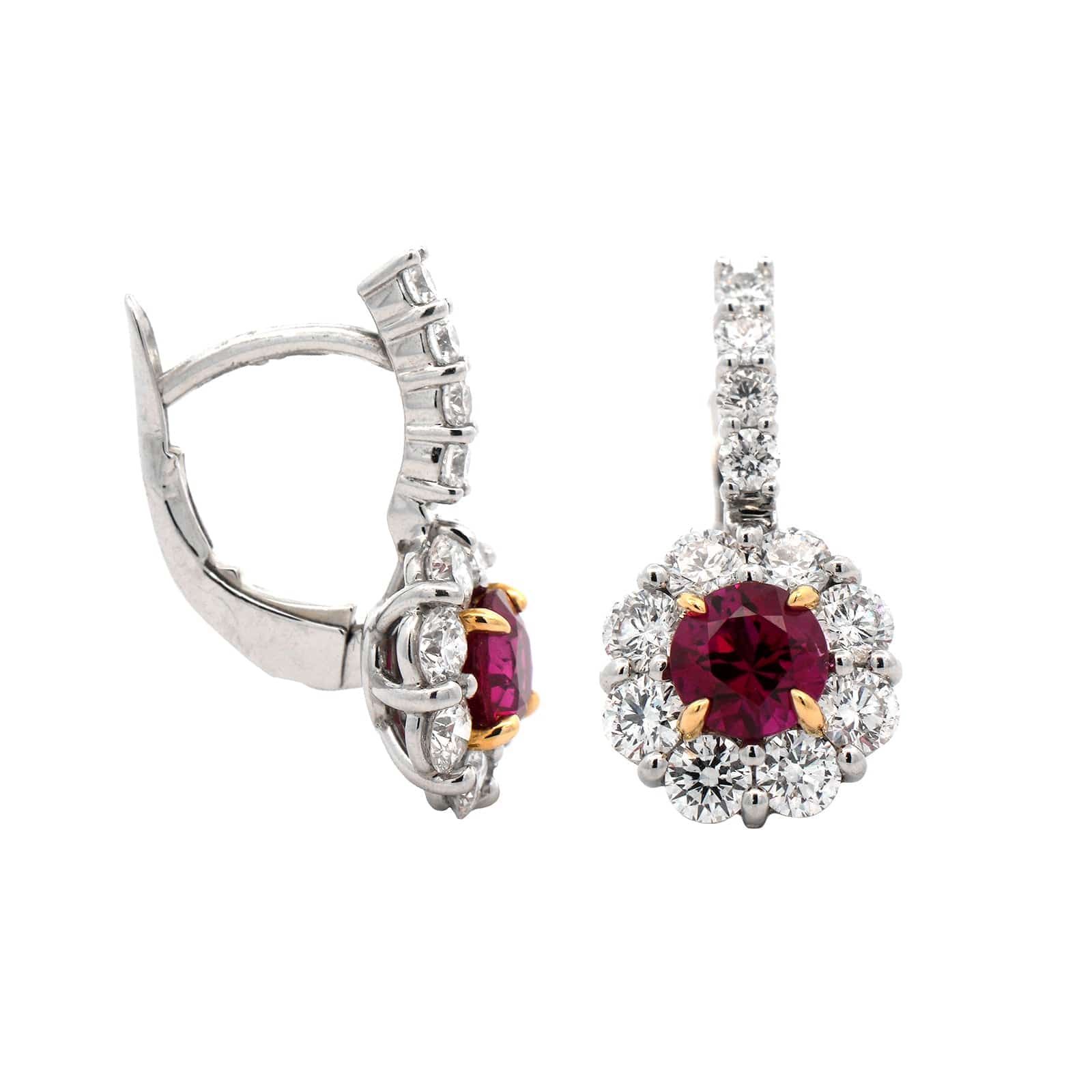Platinum Ruby and Diamond Dangle Earrings - Image 3
