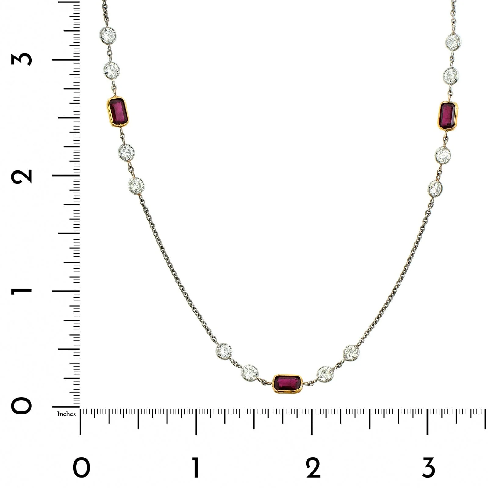 18K Yellow & White Gold Ruby Diamond by the Yard Necklace - Image 4