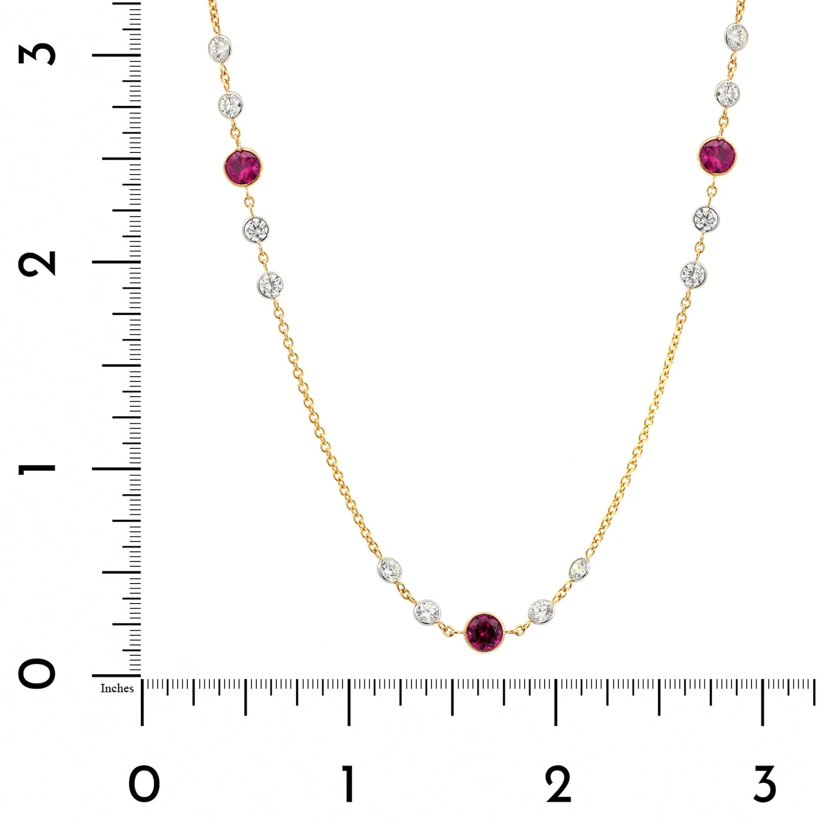 18K Yellow Gold Ruby & Diamond by the Yard Necklace - Image 4