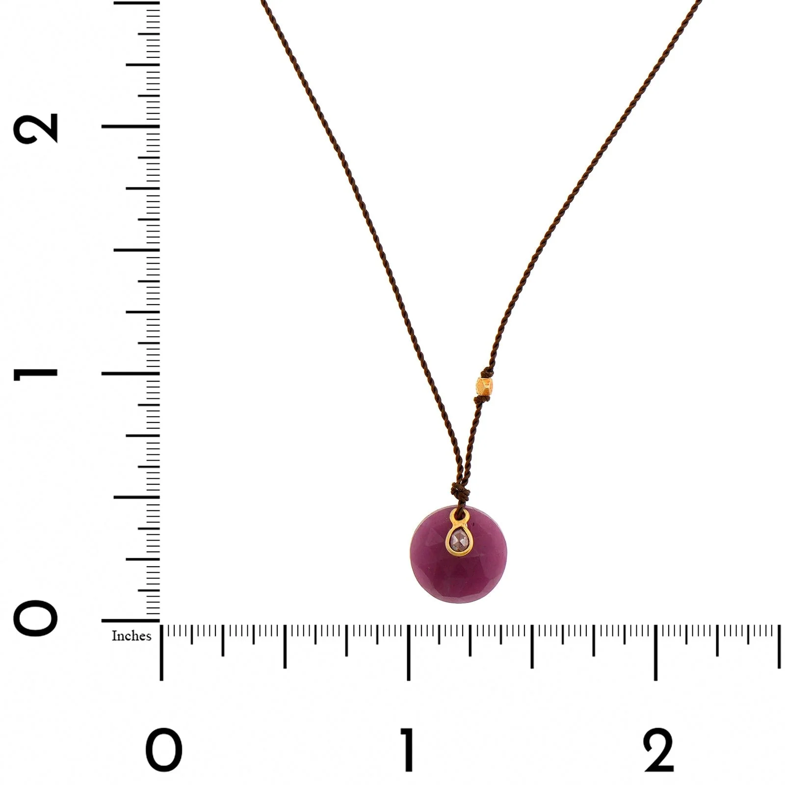 18K Yellow Gold Ruby and Rustic Diamond Strand Necklace - Image 2