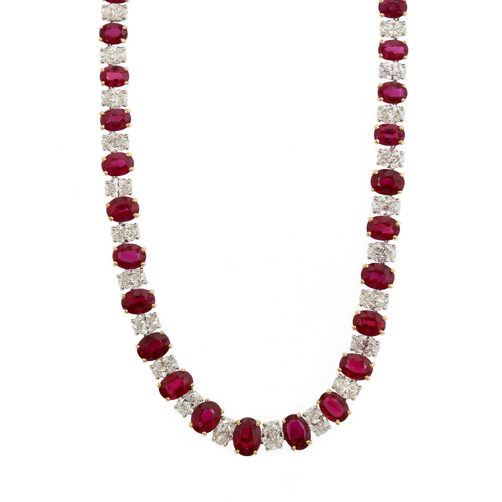 Oscar Heyman Platinum Ruby & Diamond Alternating Necklace