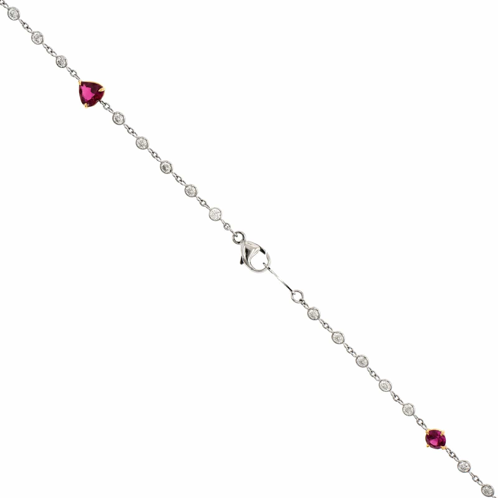 Platinum Ruby and Diamond By The Yard Necklace - Image 2
