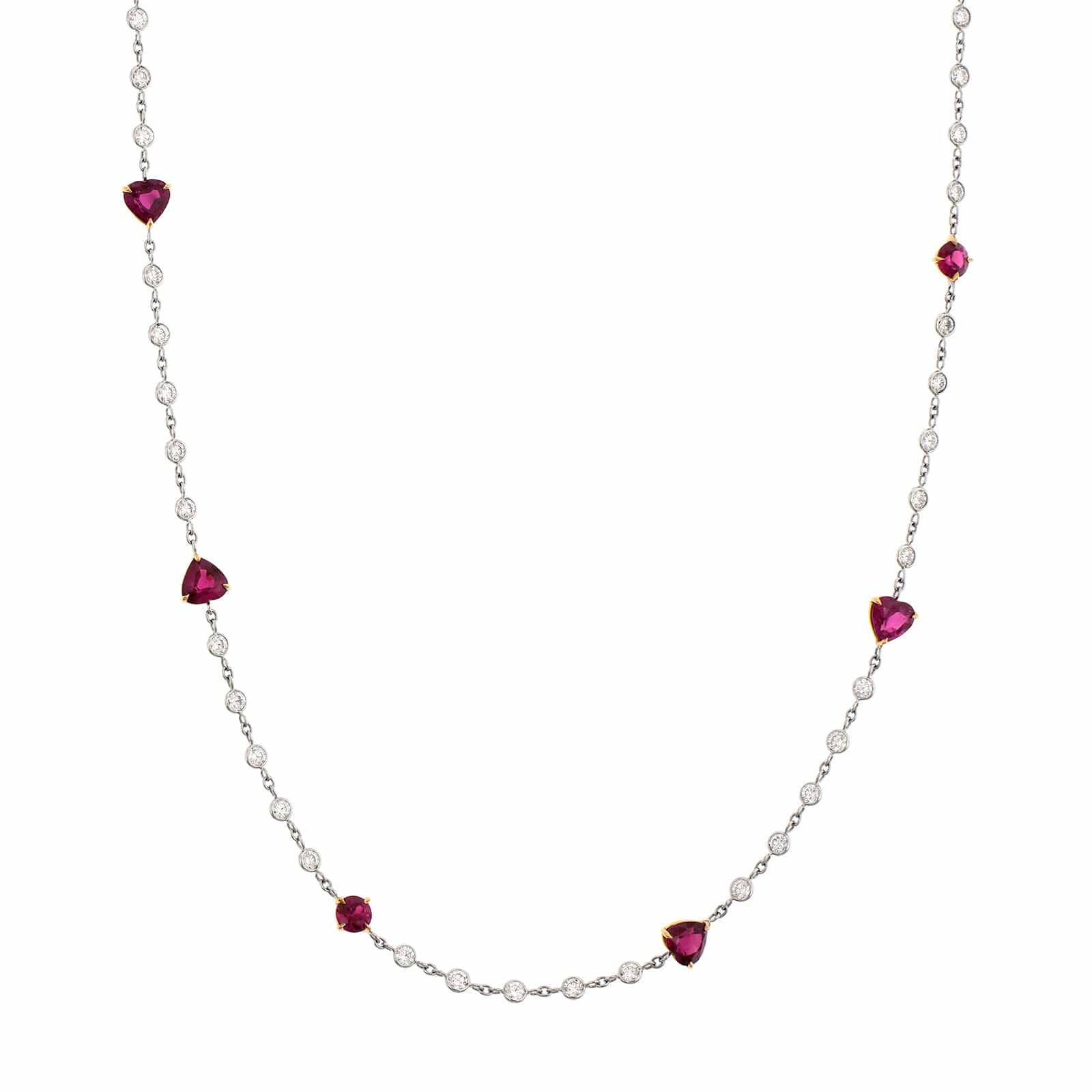 Platinum Ruby and Diamond By The Yard Necklace - Image 4