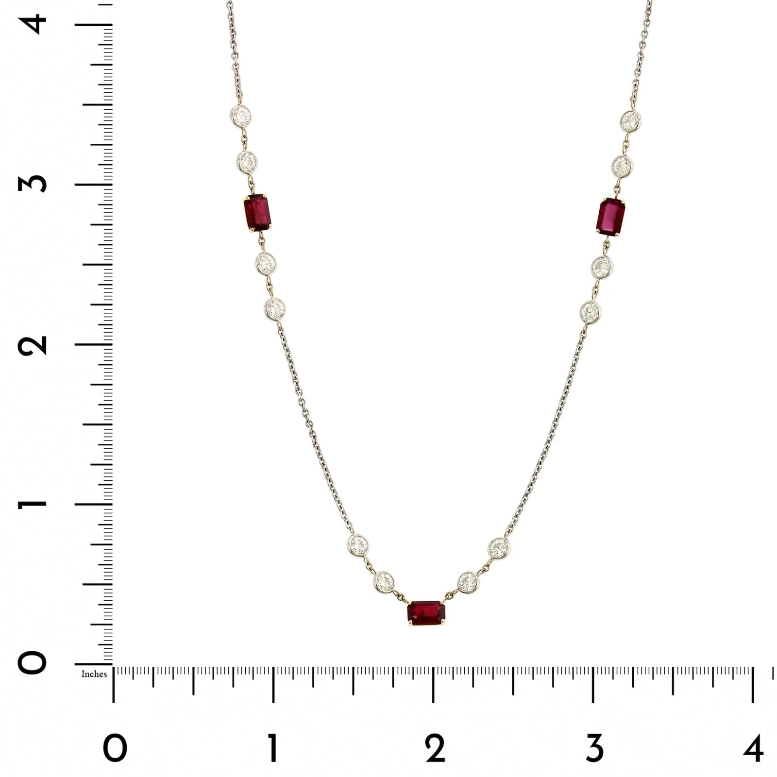 18K White and Yellow Gold Ruby & Diamond By The Yard Necklace - Image 4