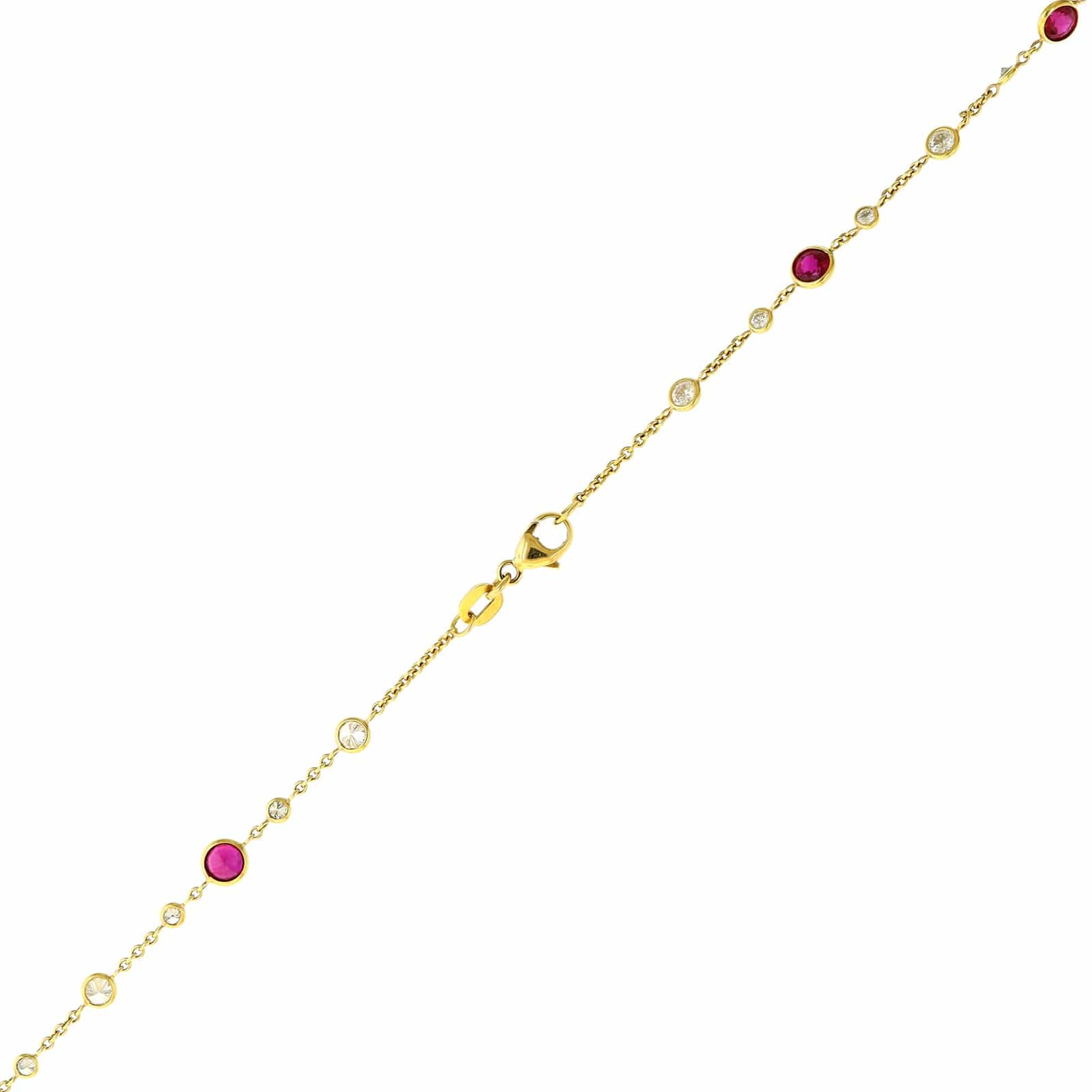 18K Yellow Gold Ruby & Diamond By The Yard Necklace - Image 2