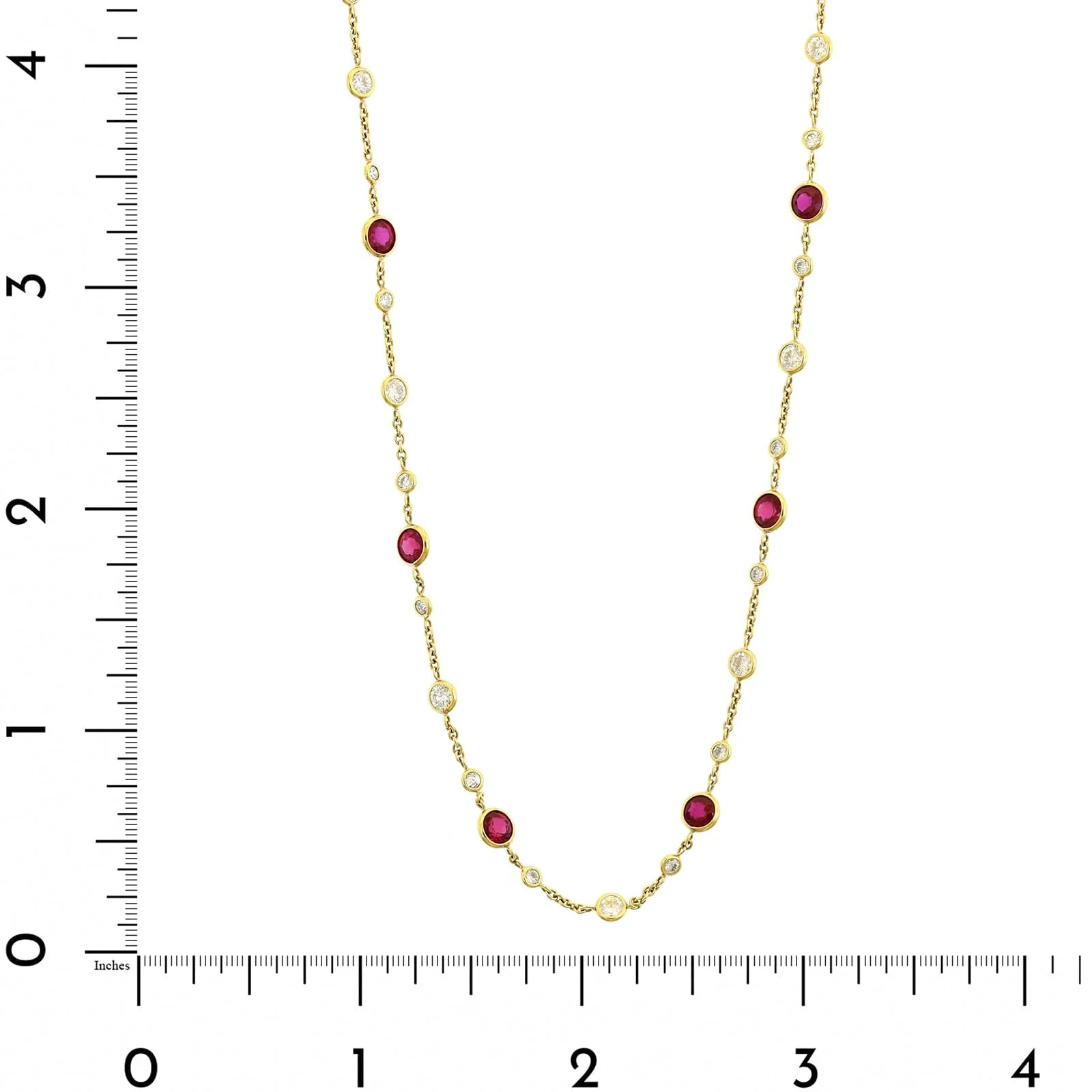 18K Yellow Gold Ruby & Diamond By The Yard Necklace - Image 3