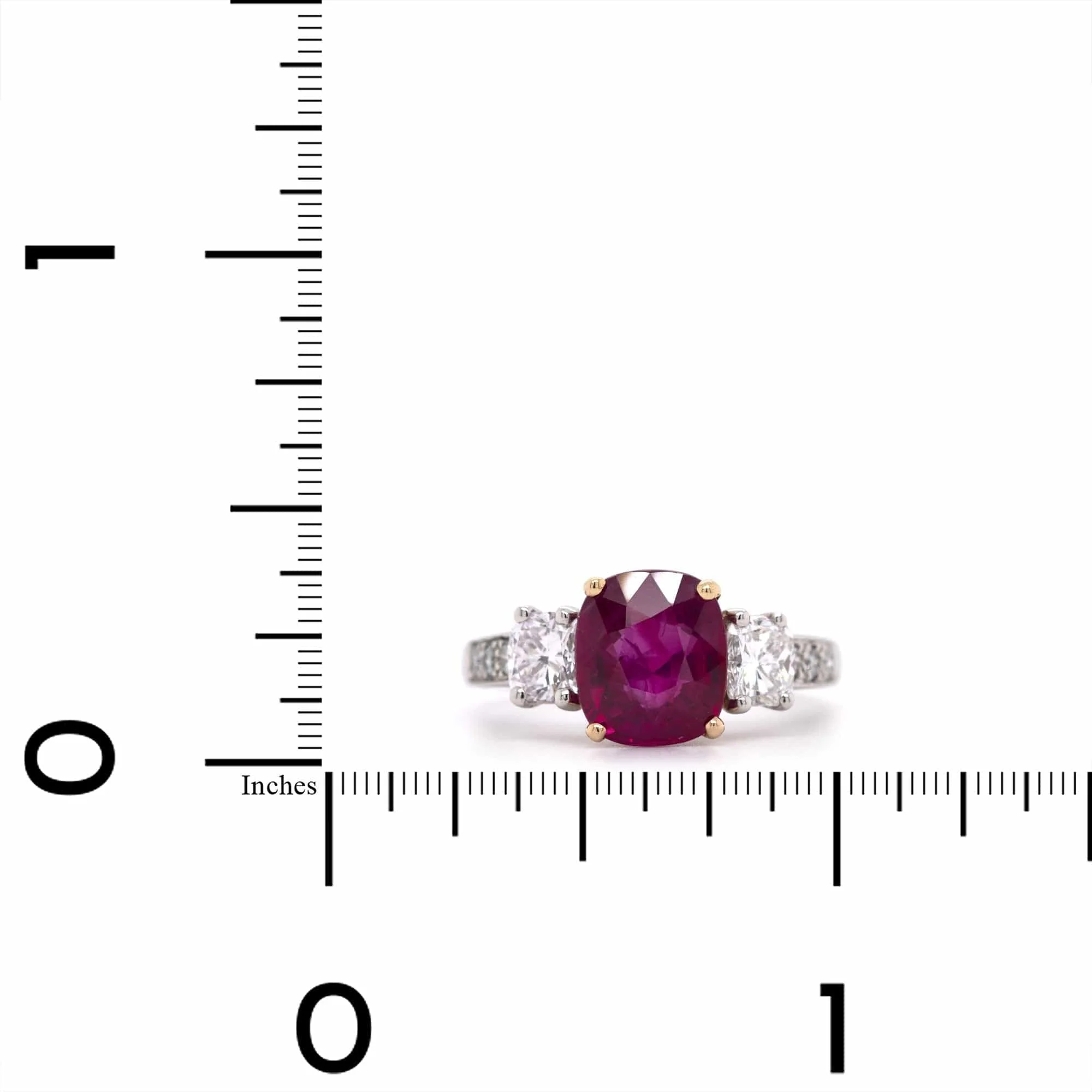Oscar Heyman Platinum and 18K Yellow Gold Ruby and Diamond Ring - Image 4