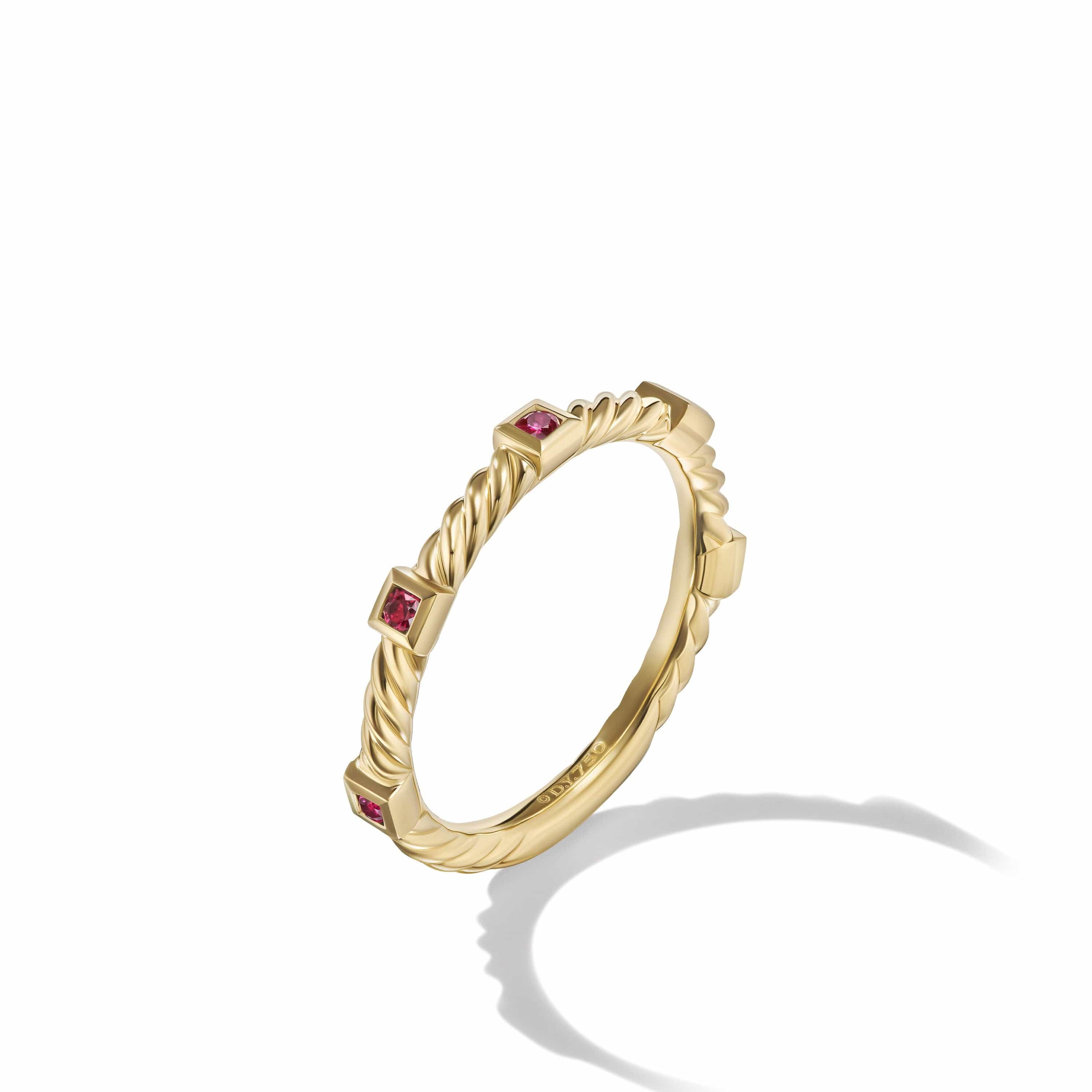 Cable Collectibles® Stack Ring in 18K Yellow Gold with Rubies - Image 2