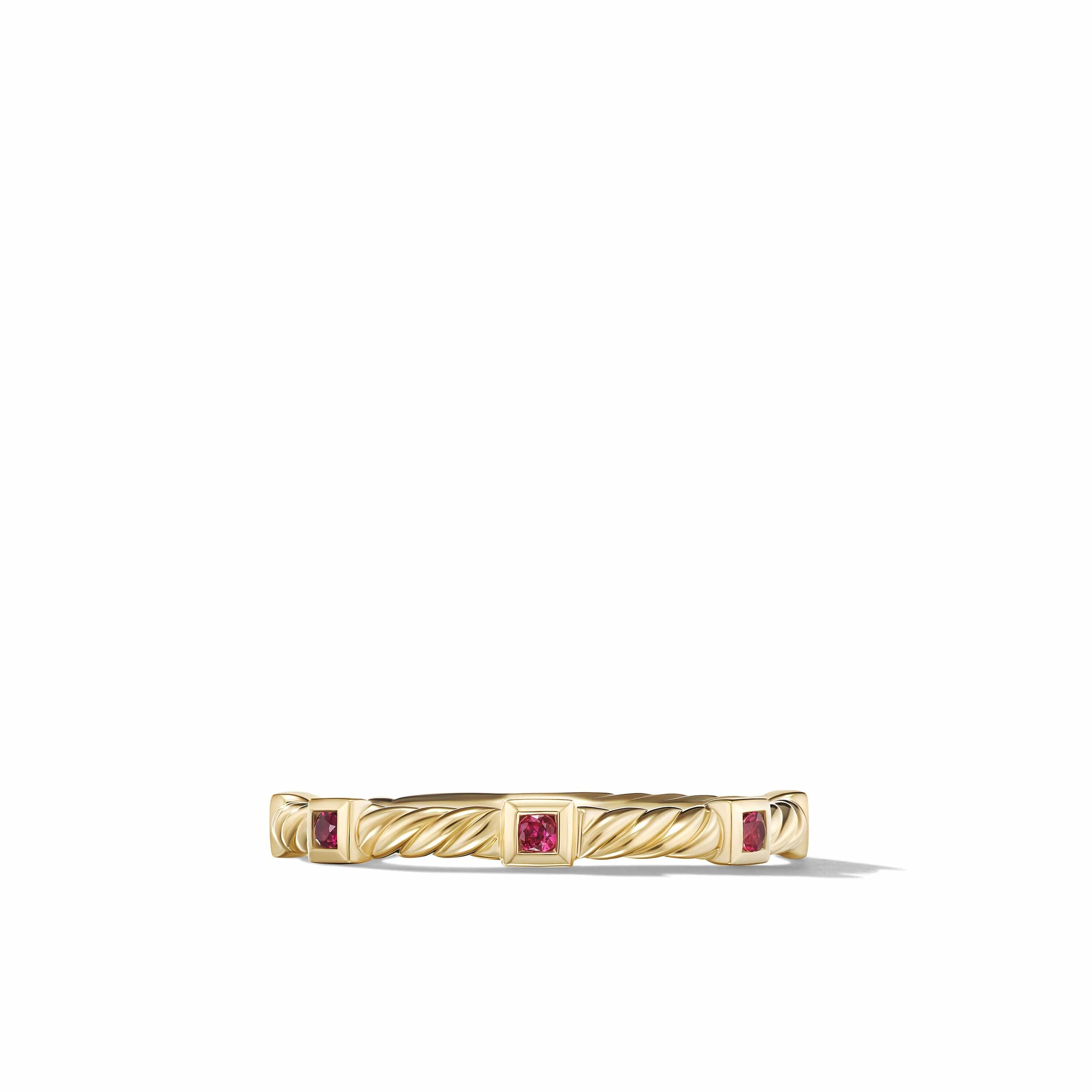 Cable Collectibles® Stack Ring in 18K Yellow Gold with Rubies - Image 3