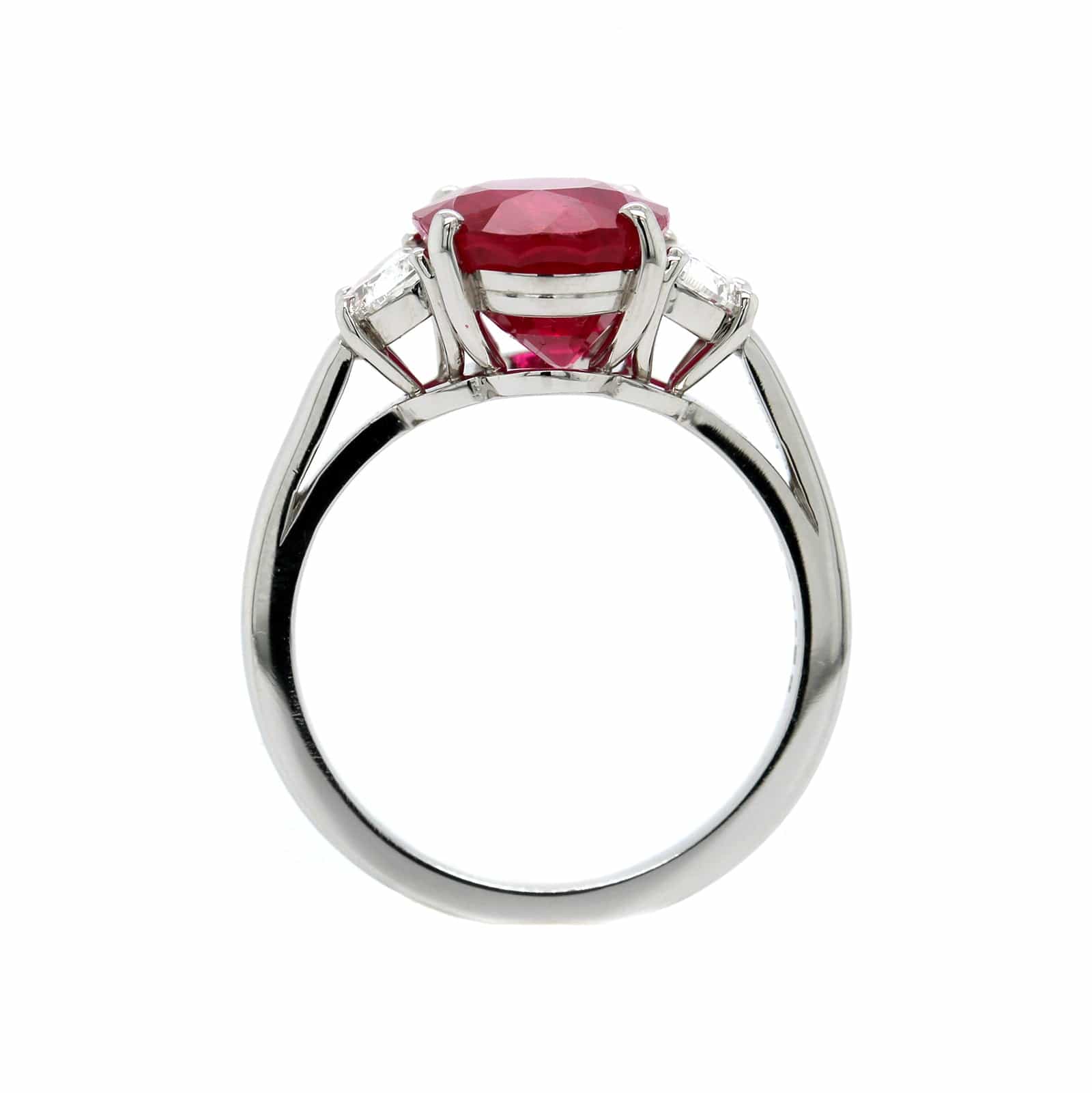 Oscar Heyman Platinum Vivid Red Ruby & Diamond Ring - Image 3