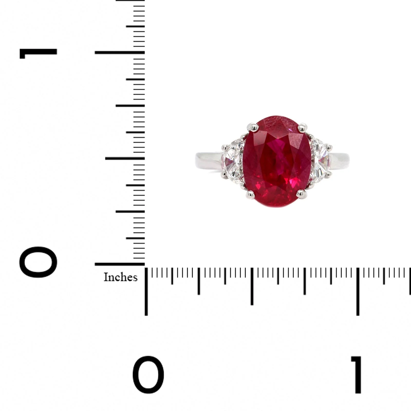 Oscar Heyman Platinum Vivid Red Ruby & Diamond Ring - Image 4