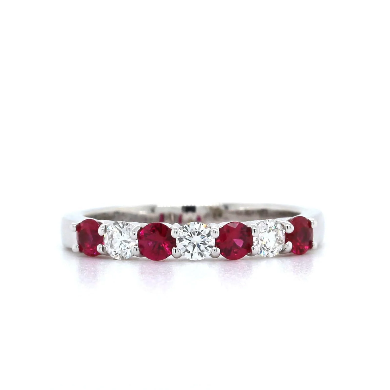18K White Gold Ruby and Diamond Band