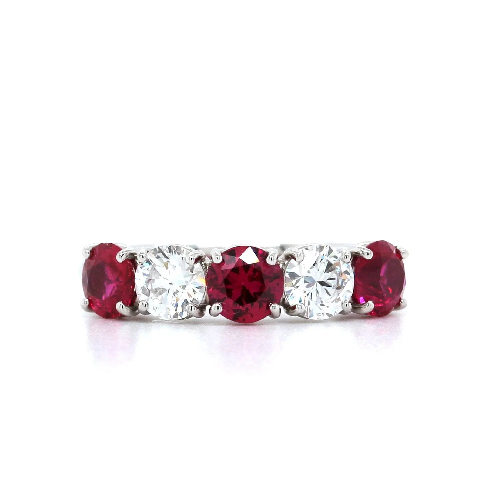18K White Gold Ruby and Diamond Band