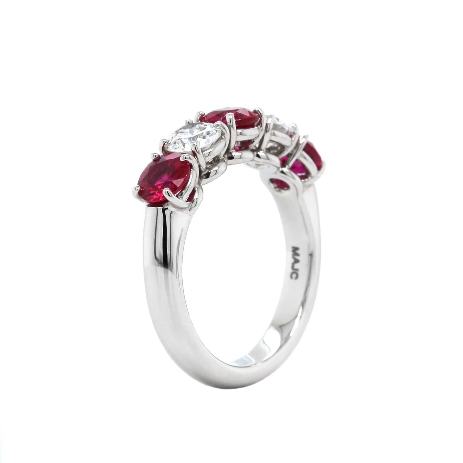 18K White Gold Ruby and Diamond Band - Image 2