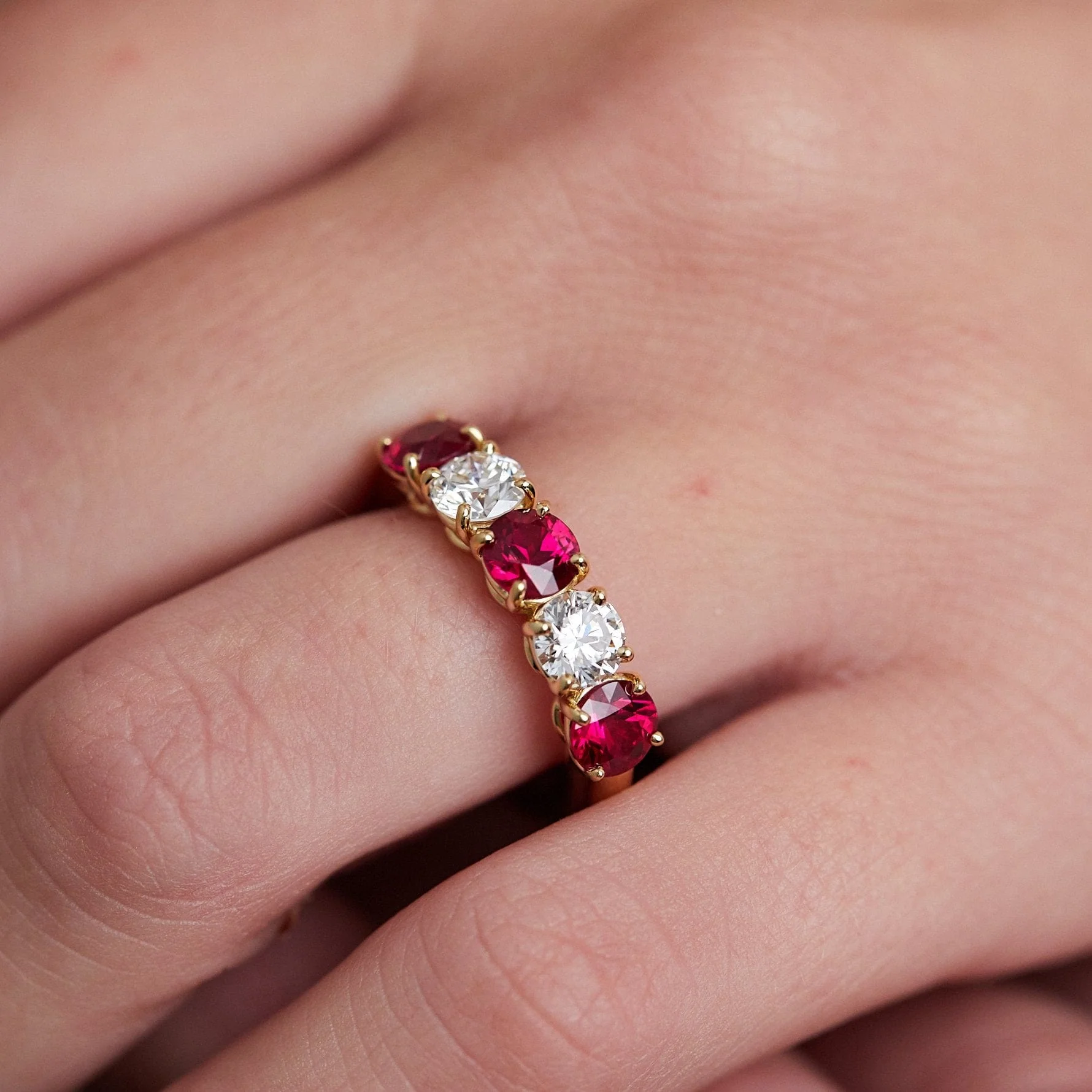 18K Yellow Gold Ruby and Diamond Band - Image 3