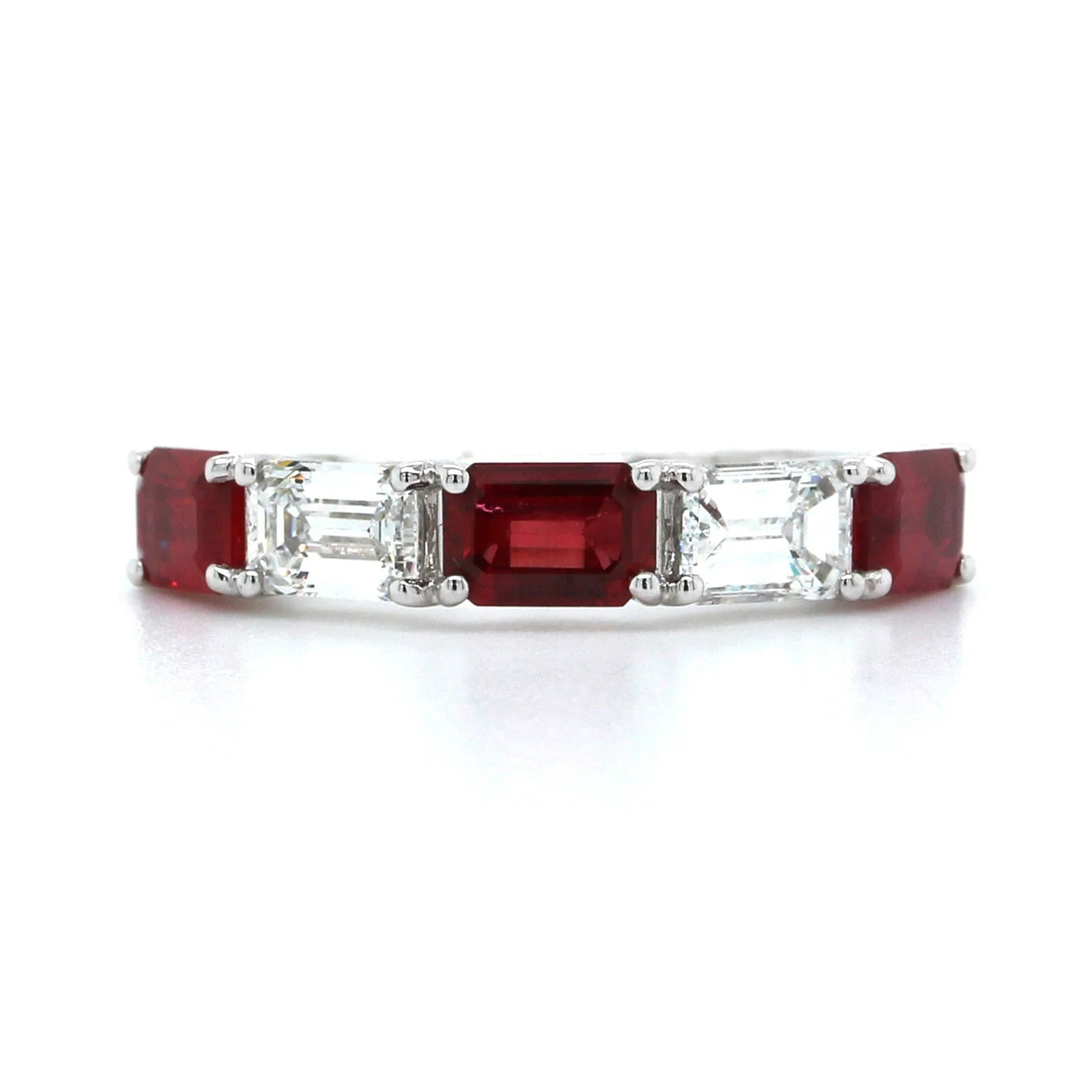Platinum 5 Stone Ruby and Diamond Band