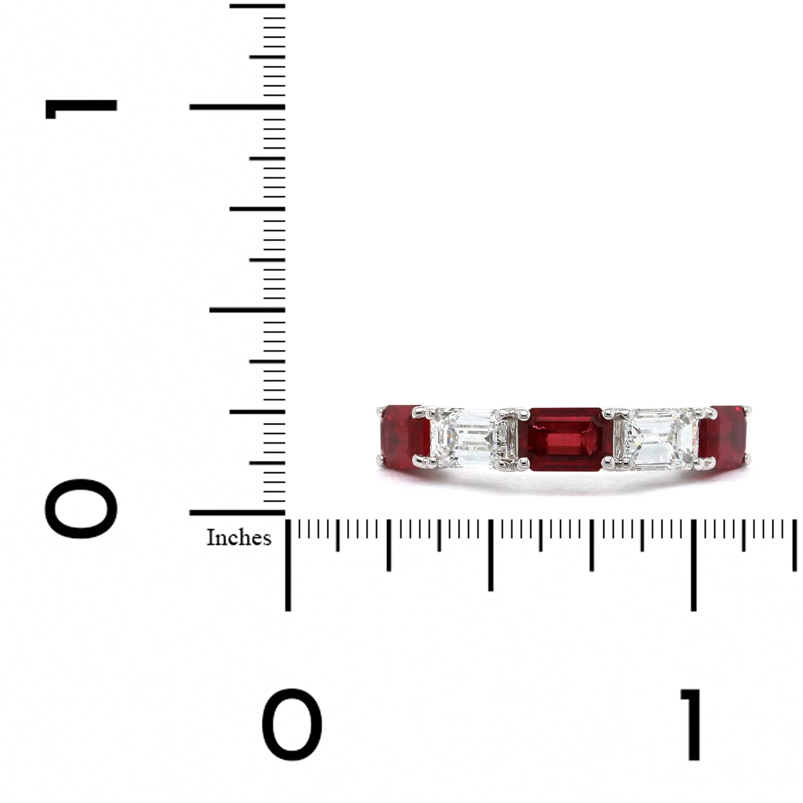 Platinum 5 Stone Ruby and Diamond Band - Image 3