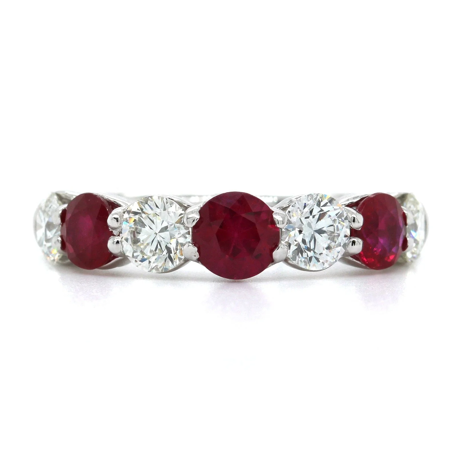 Platinum Shared Prong Ruby and Diamond Band - Image 5