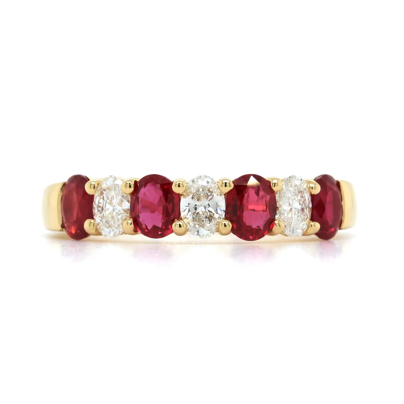 18K Yellow Gold Alternating Diamond and Ruby Band - Image 5