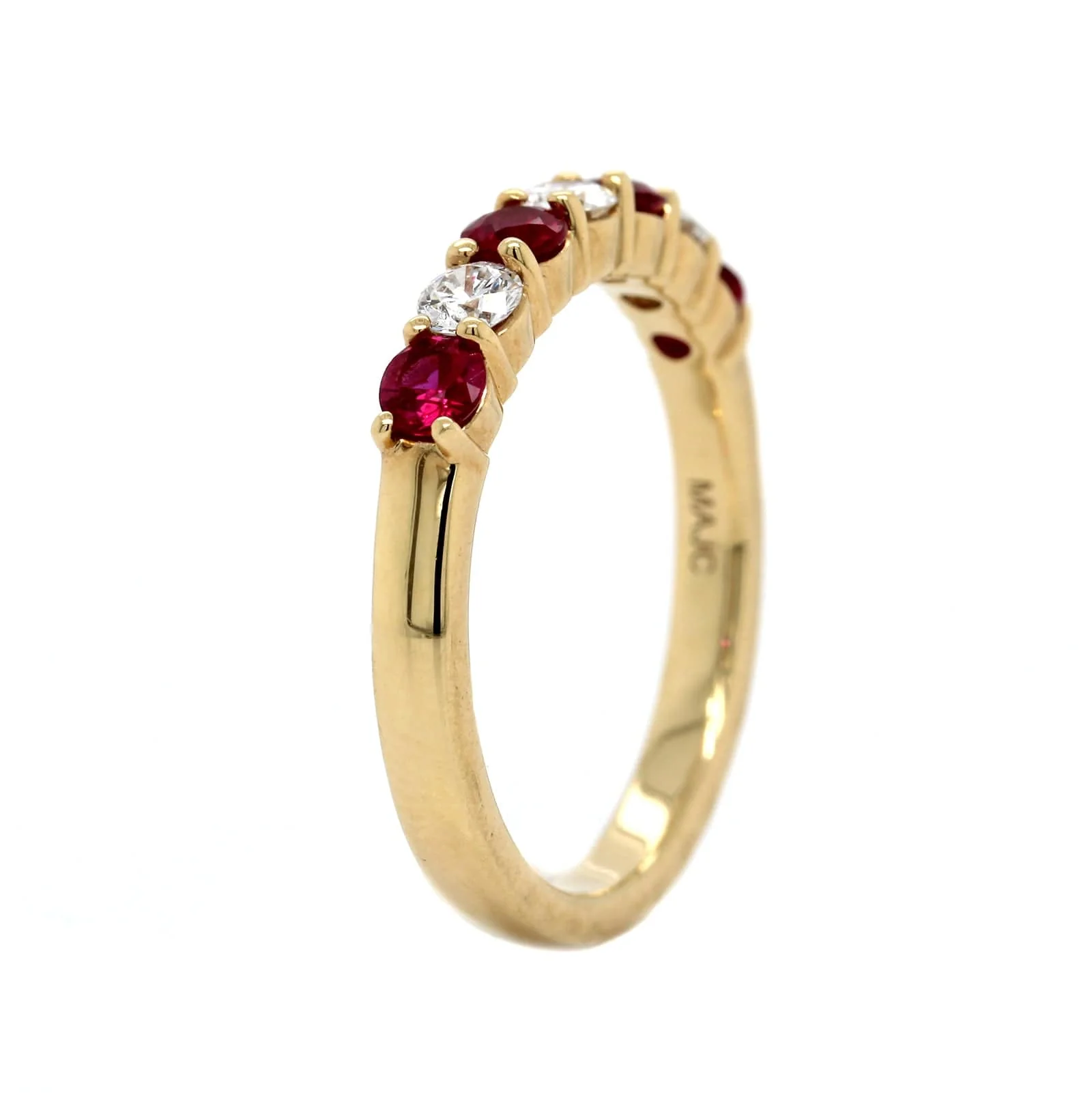 18K Yellow Gold Alternating Diamond and Ruby Band - Image 2
