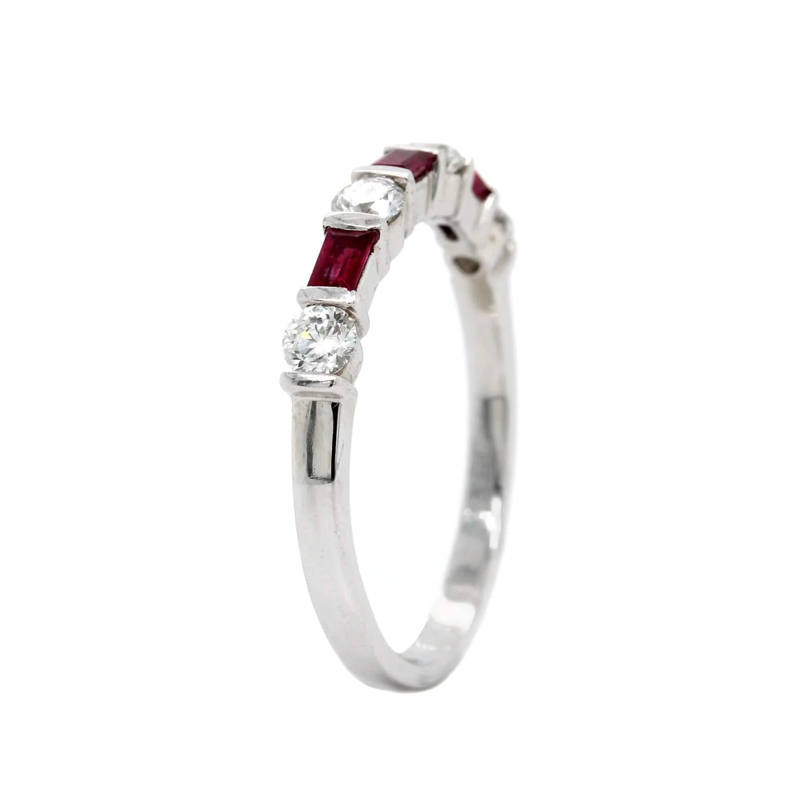 Platinum Bar Set Diamond and Ruby Band - Image 2