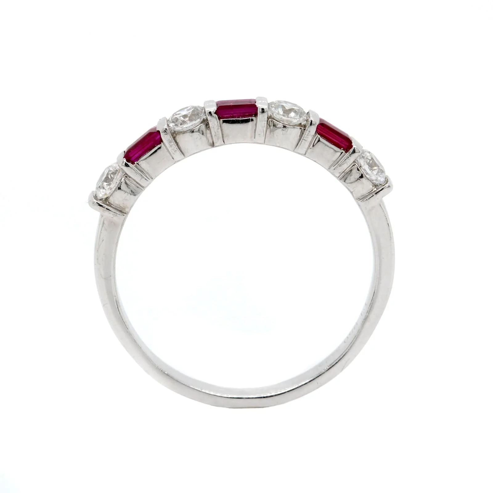 Platinum Bar Set Diamond and Ruby Band - Image 3