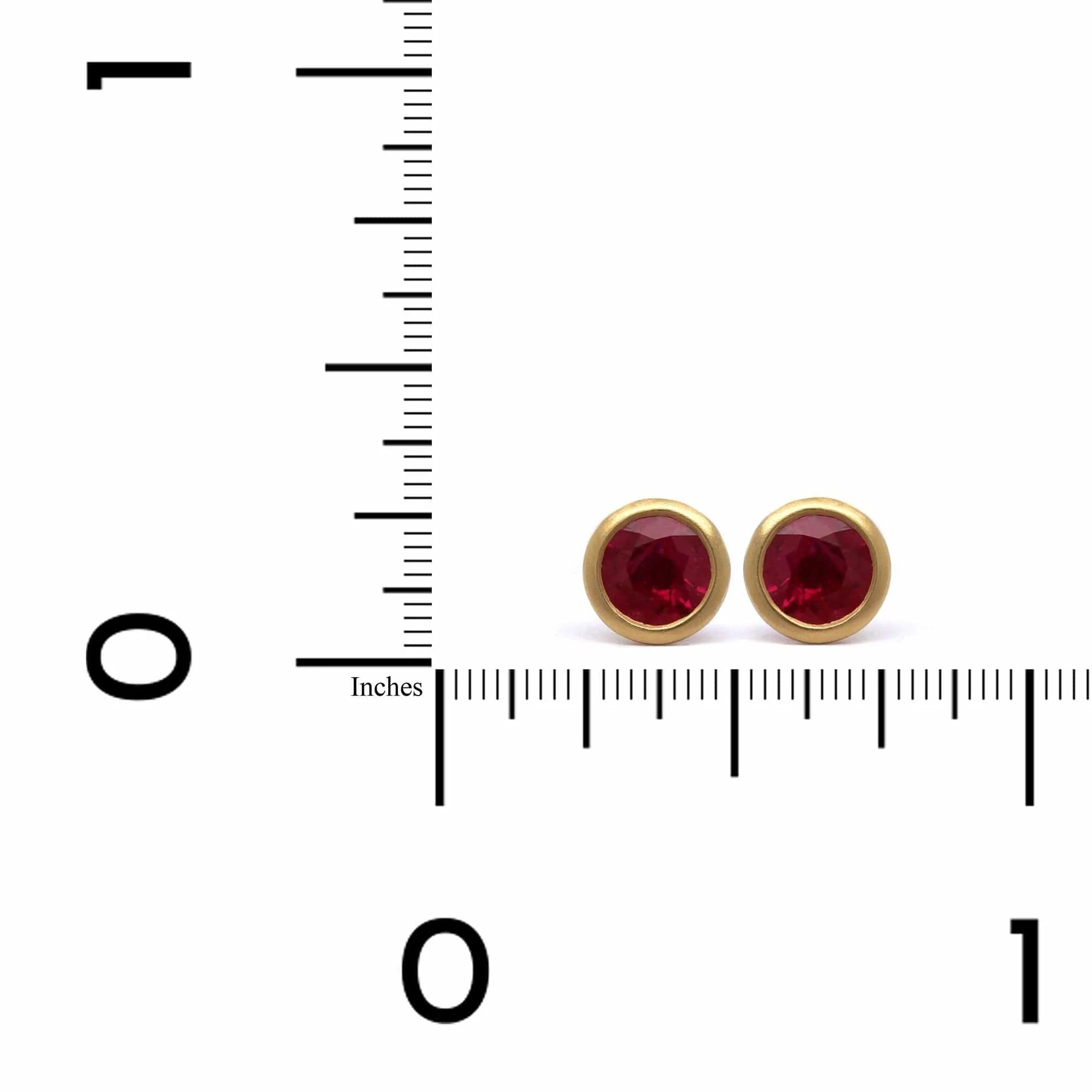 18K Yellow Gold Ruby Stud Earrings - Image 2