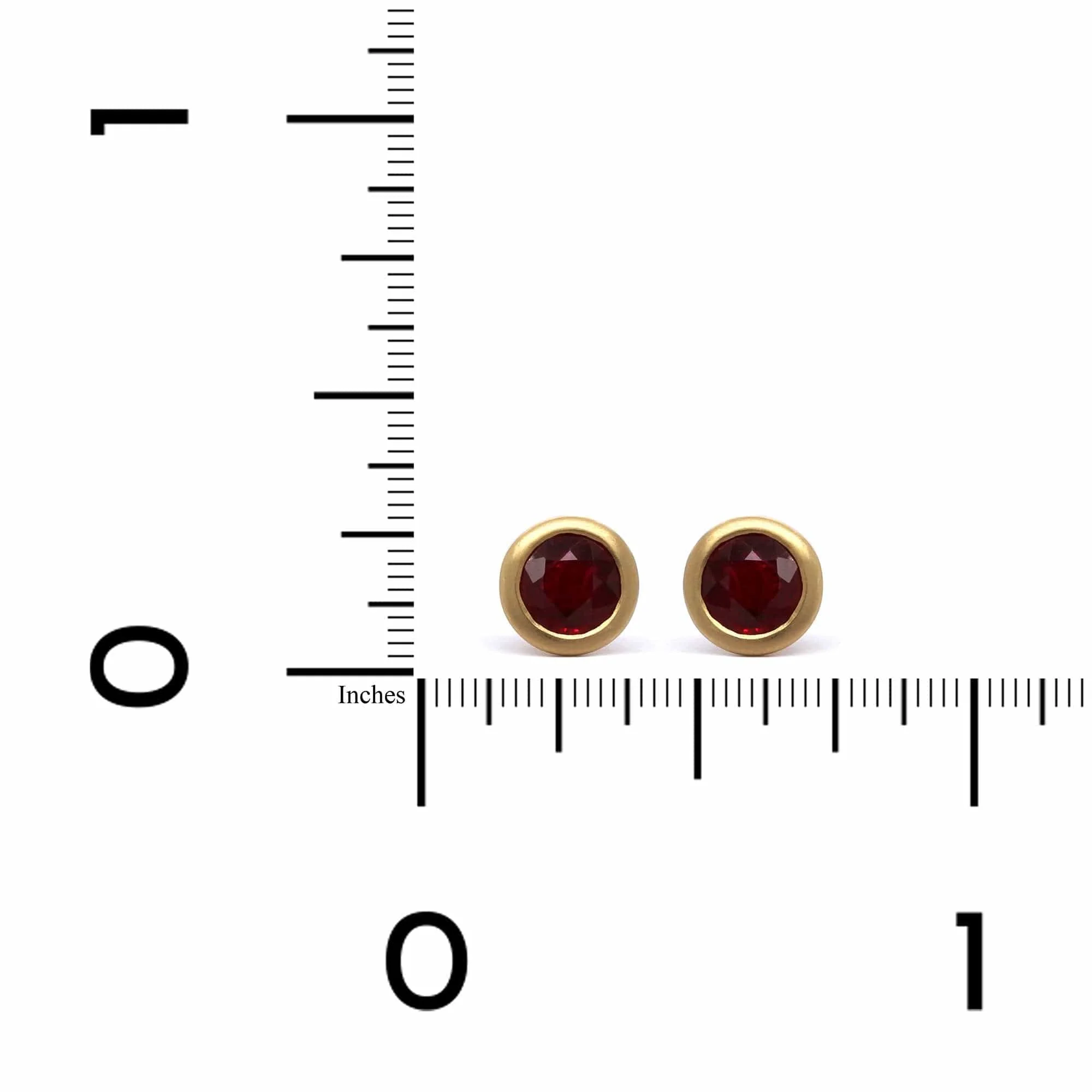 18K Yellow Gold Ruby Stud Earrings - Image 2