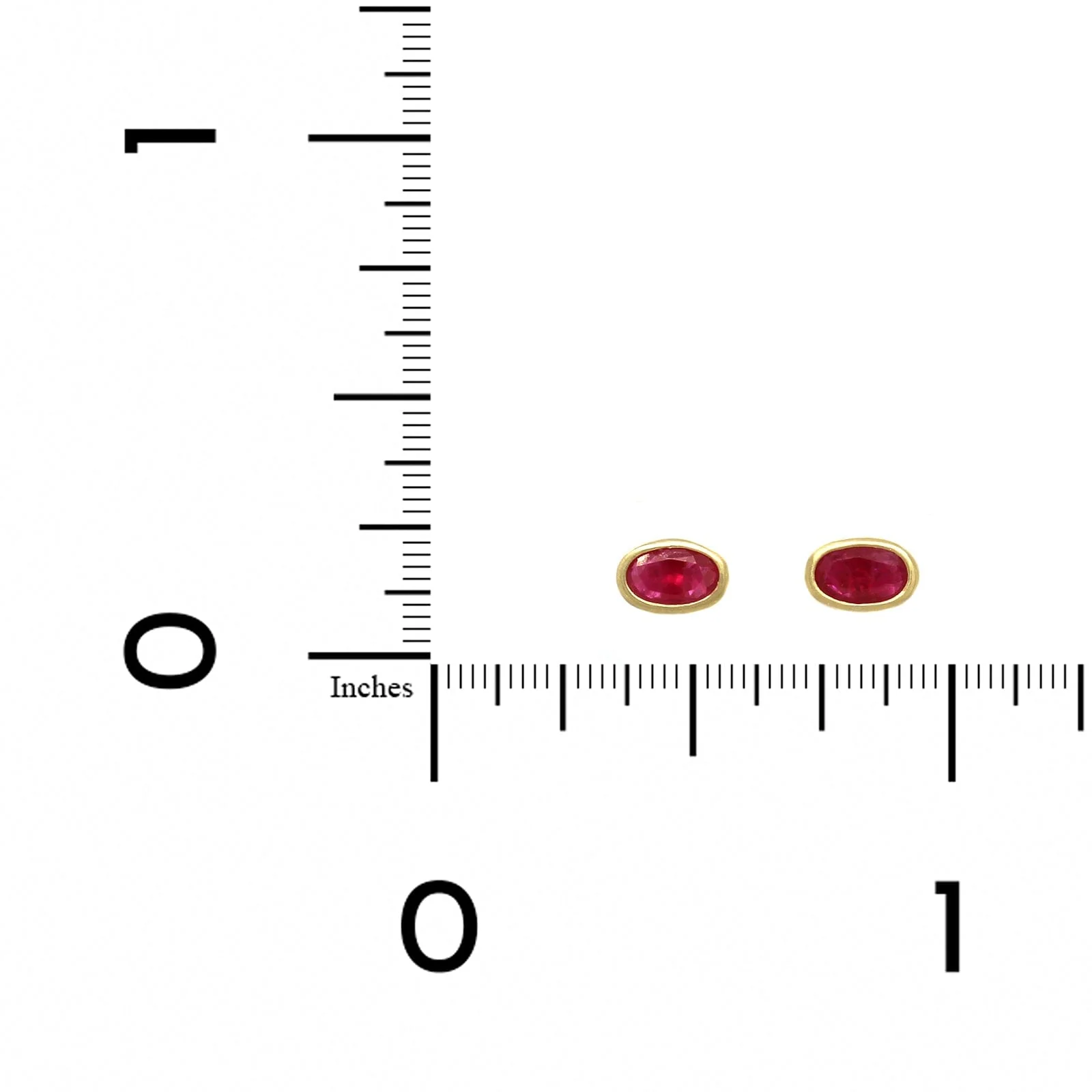 18K Yellow Gold Oval Ruby Stud Earrings - Image 2