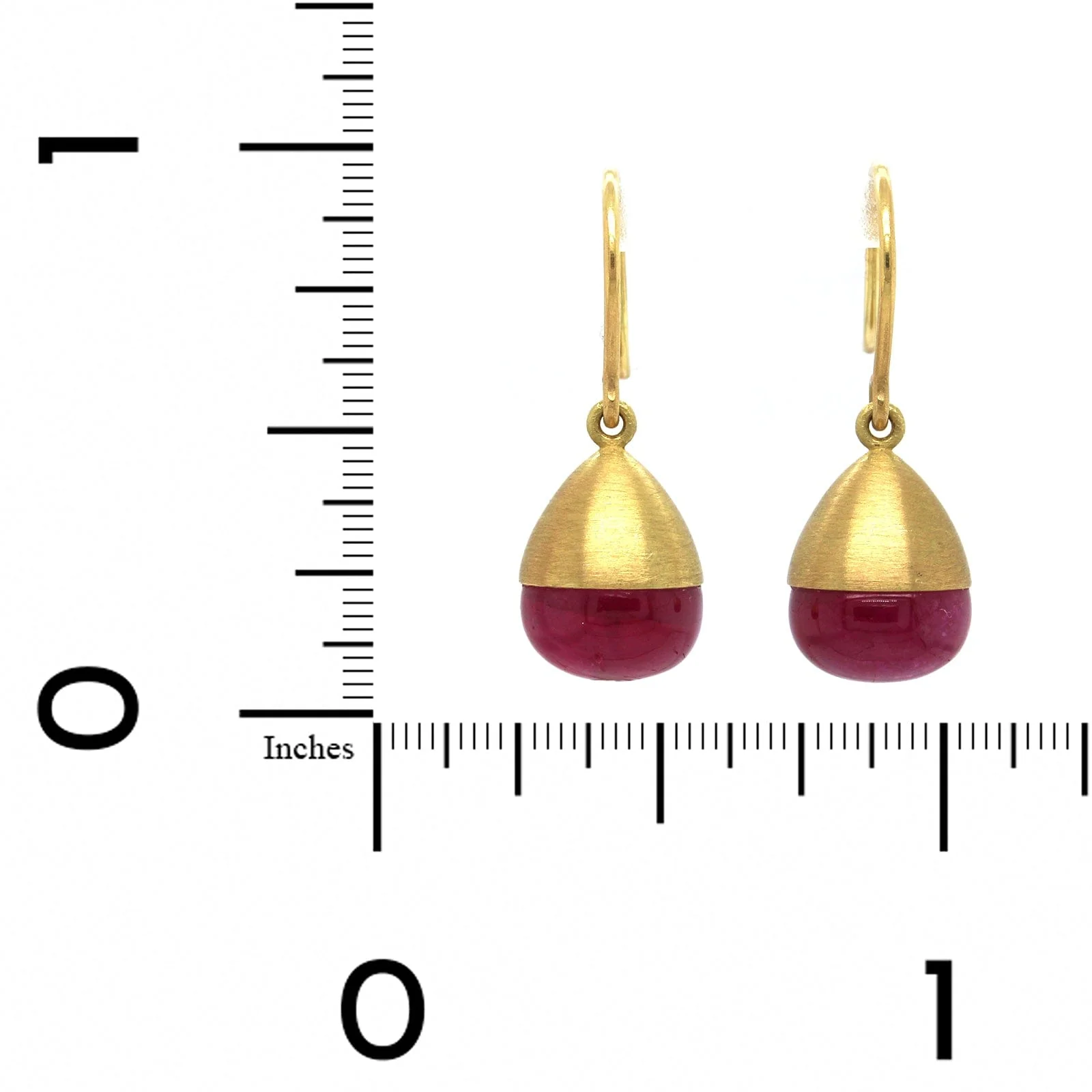 Mallary Marks 18K Yellow Gold Ruby Buoy Drop Earrings - Image 2