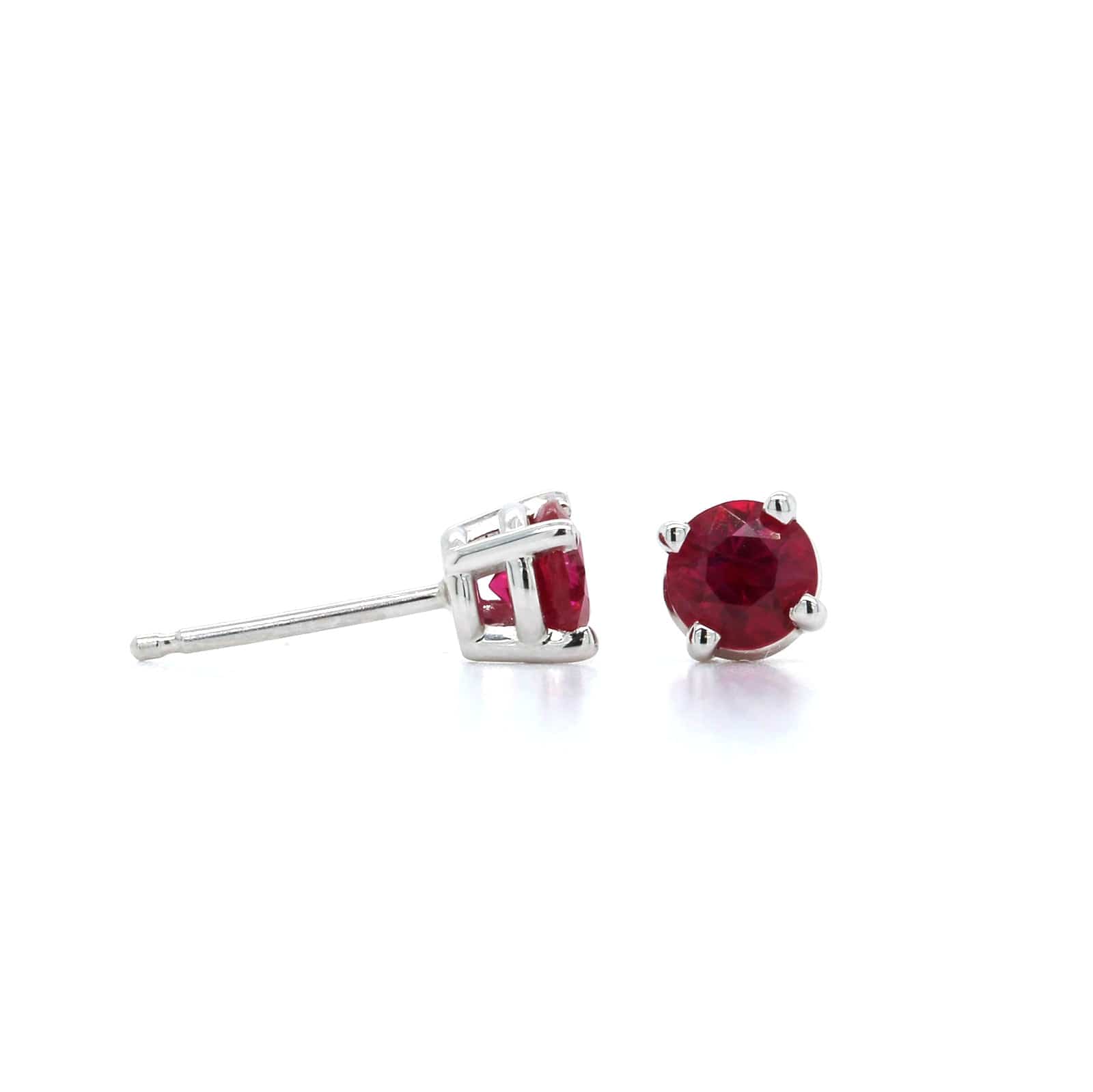 18K White Gold Ruby Stud Earrings
