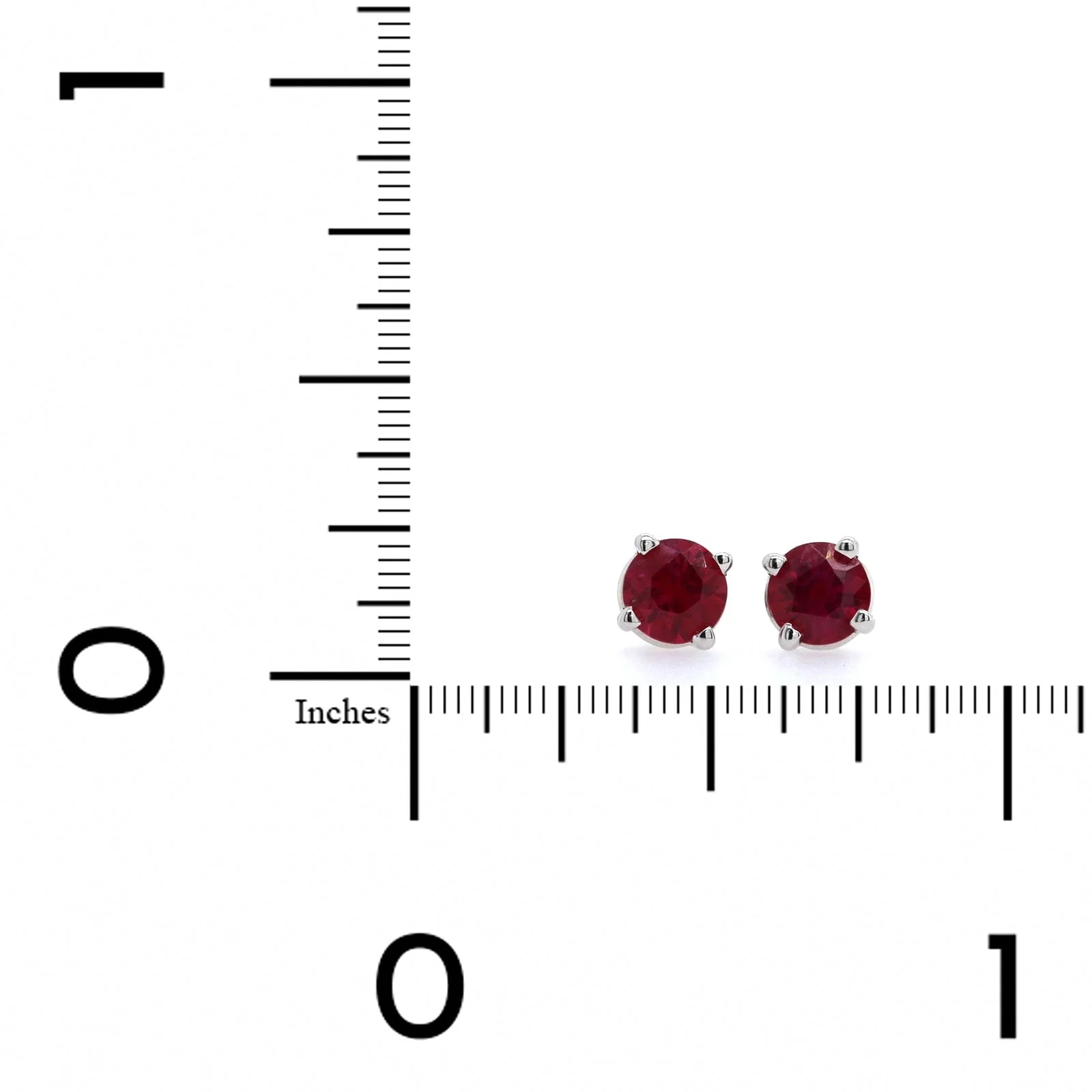 18K White Gold Ruby Stud Earrings - Image 2