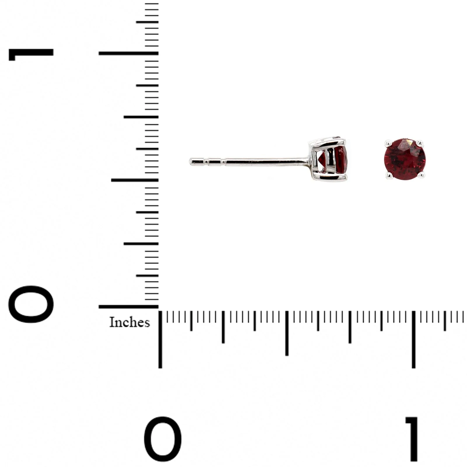 14K White Gold Round Ruby Stud Earrings - Image 2