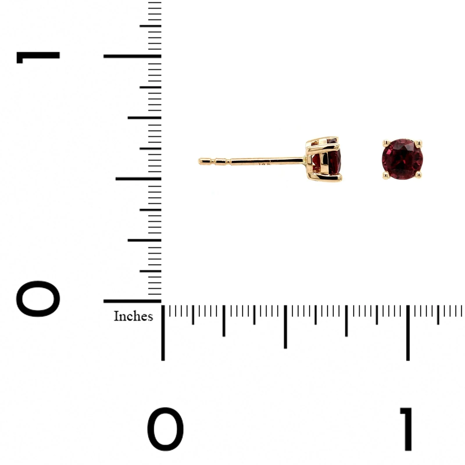 14K Yellow Gold Round Ruby Stud Earrings - Image 2