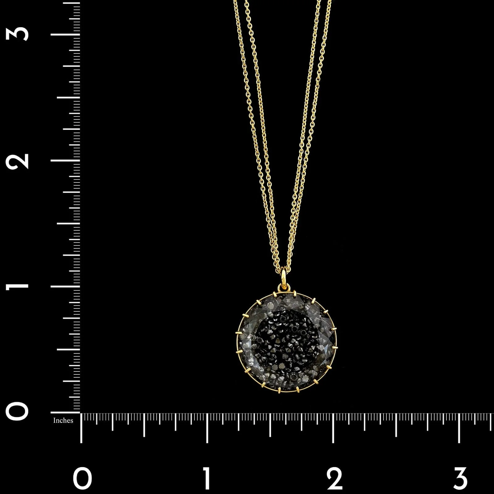 Renee Lewis 18K Yellow Gold Estate Black Diamond Shake Necklace - Image 3