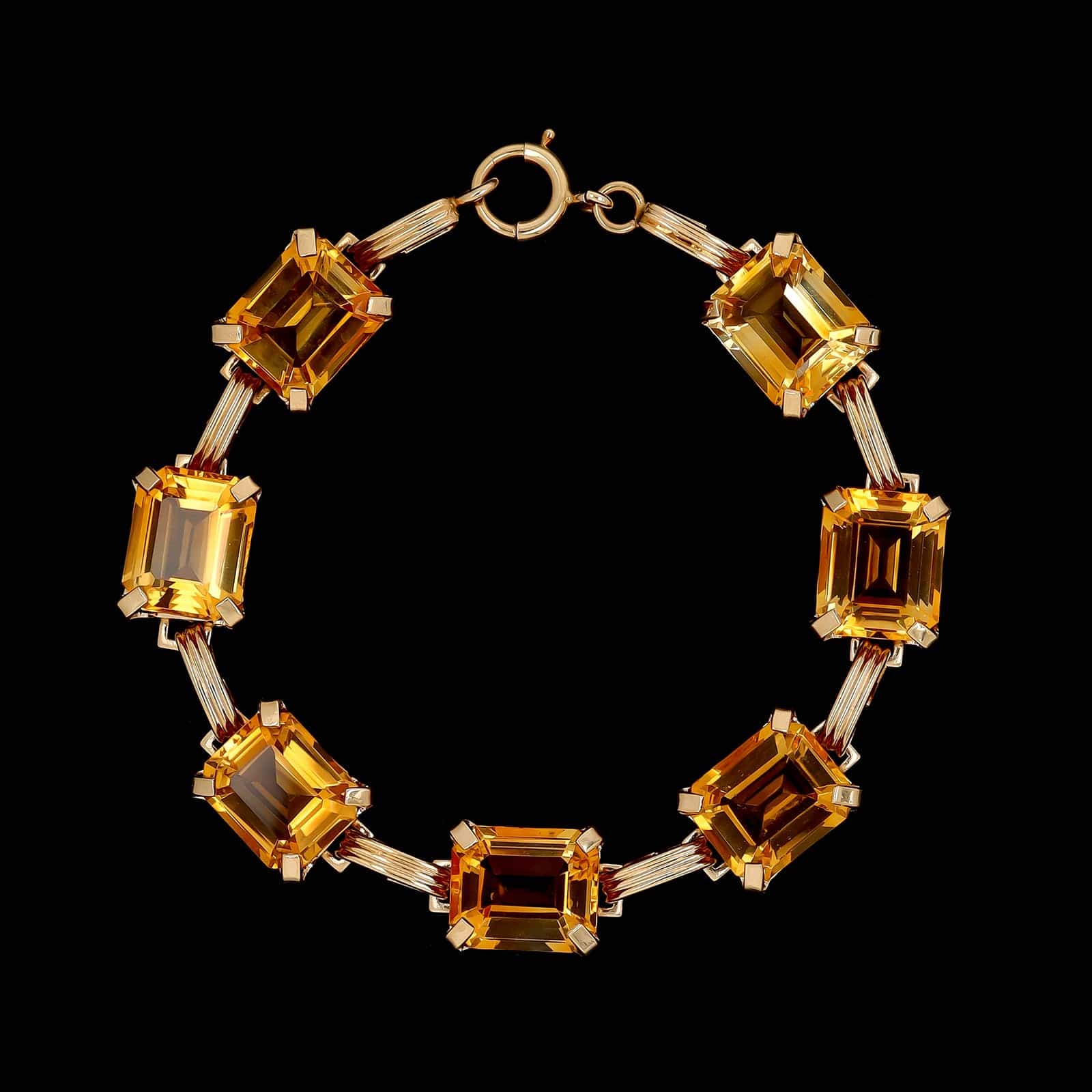 Retro 14K Yellow Gold Estate Citrine Bracelet