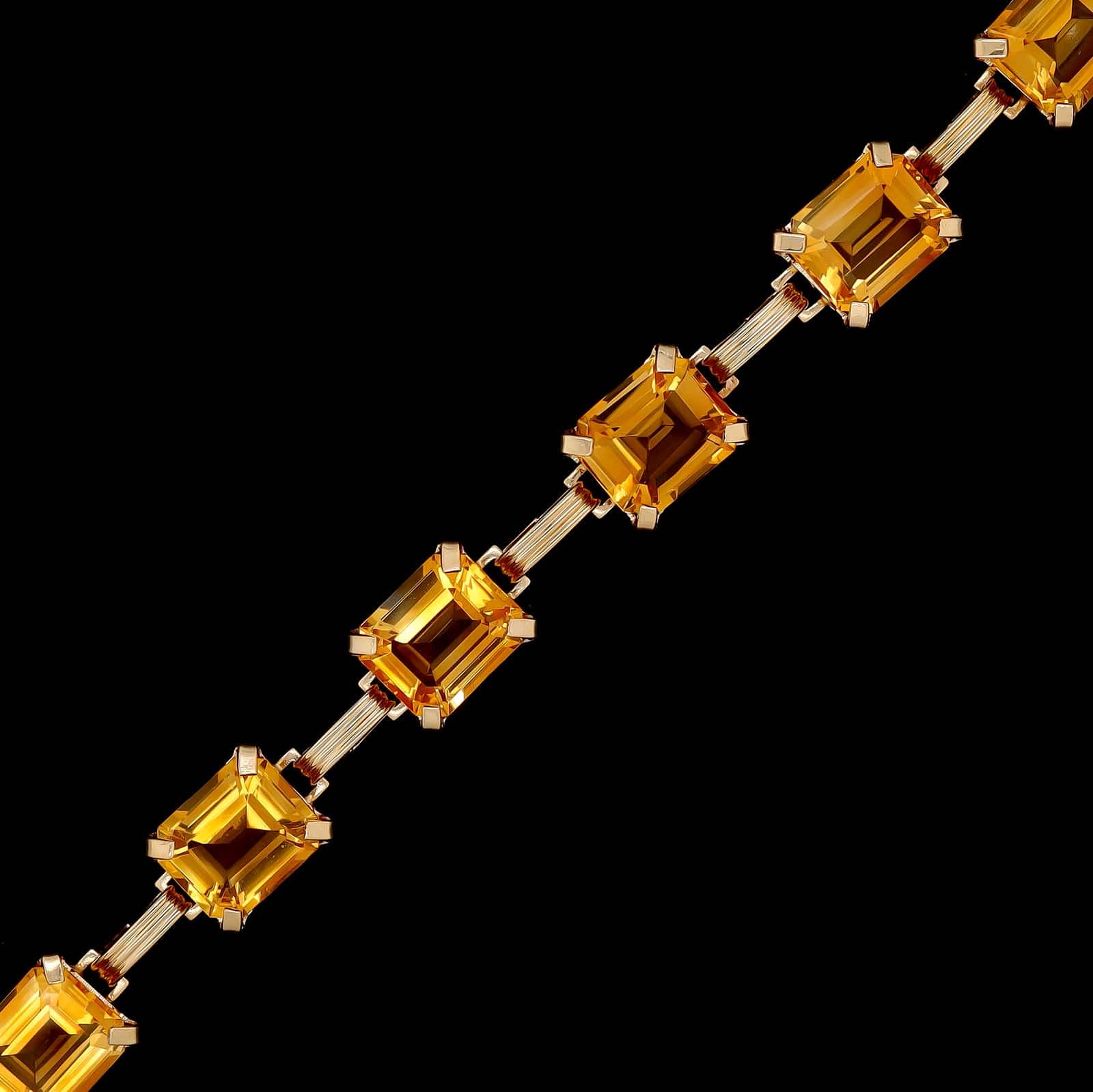 Retro 14K Yellow Gold Estate Citrine Bracelet - Image 2