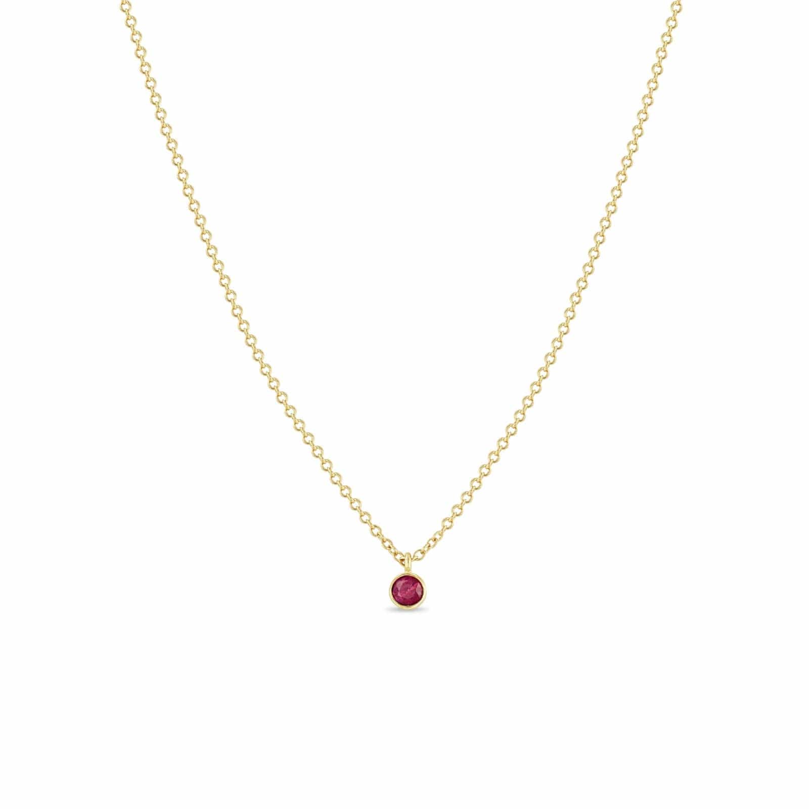 Zoe Chicco 14K Yellow Gold Ruby Drop Choker Chain Necklace