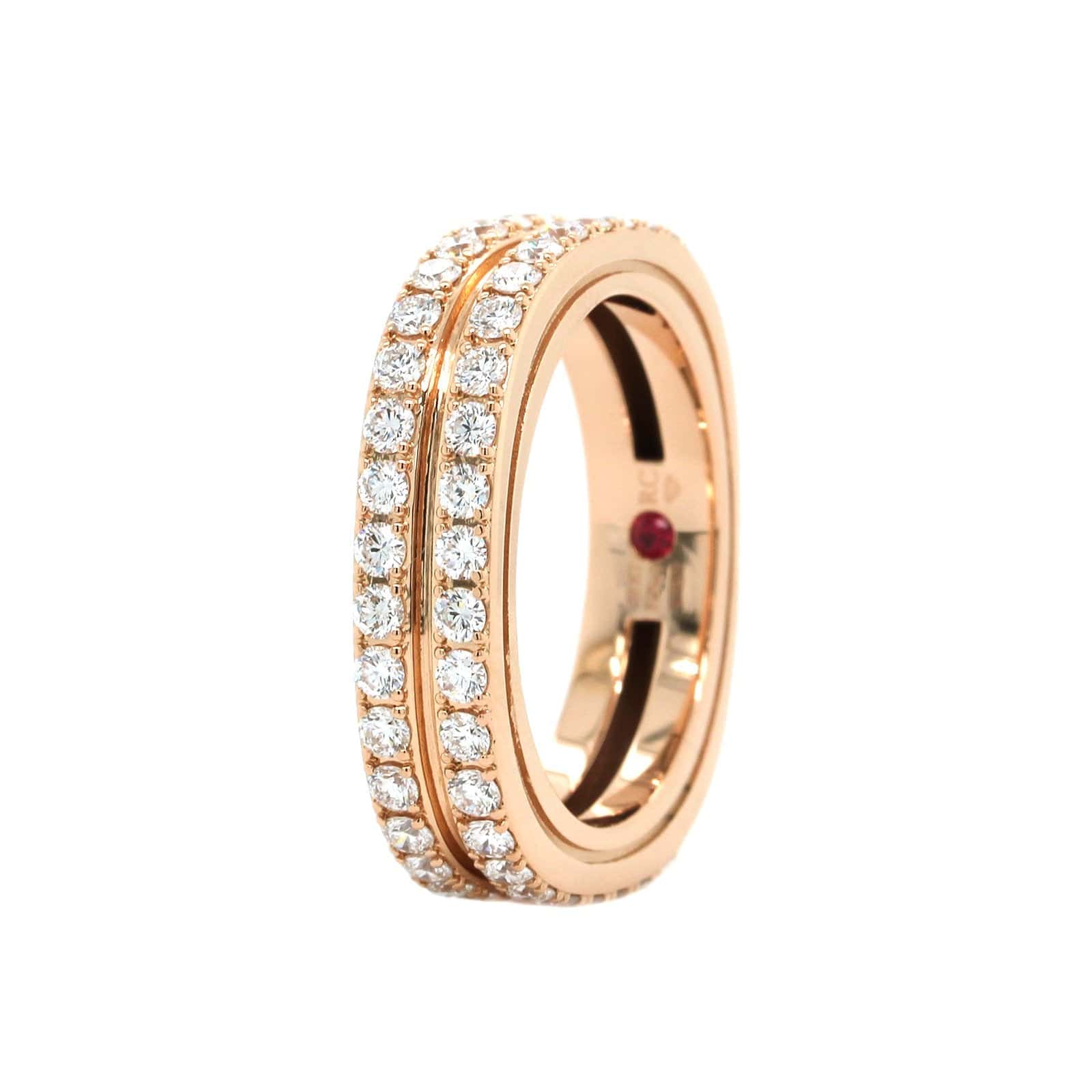 Roberto Coin 18K Rose Gold Portofino 2 Row Diamond Ring - Image 2