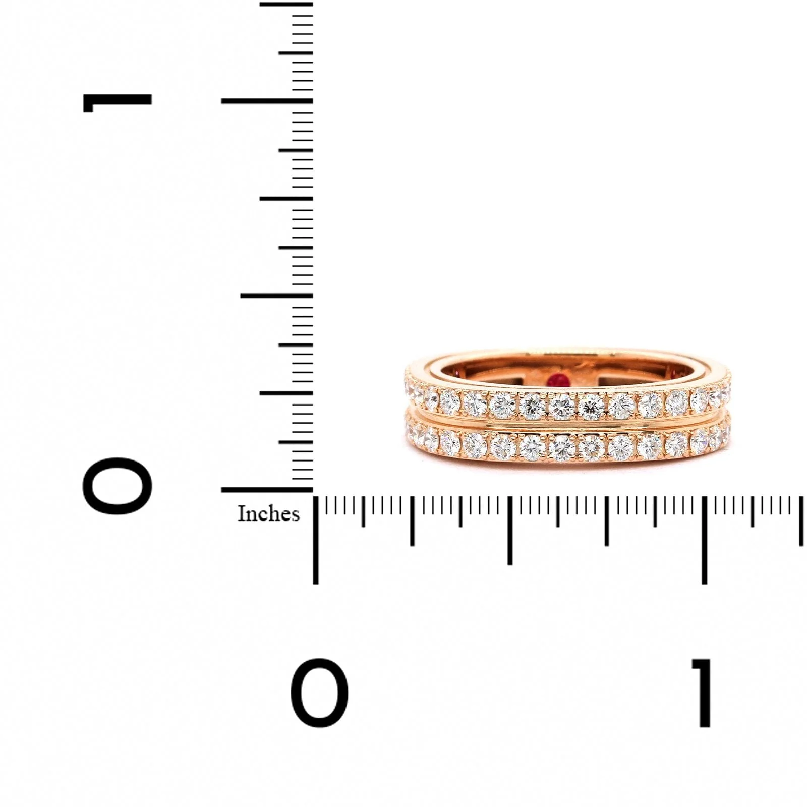 Roberto Coin 18K Rose Gold Portofino 2 Row Diamond Ring - Image 3