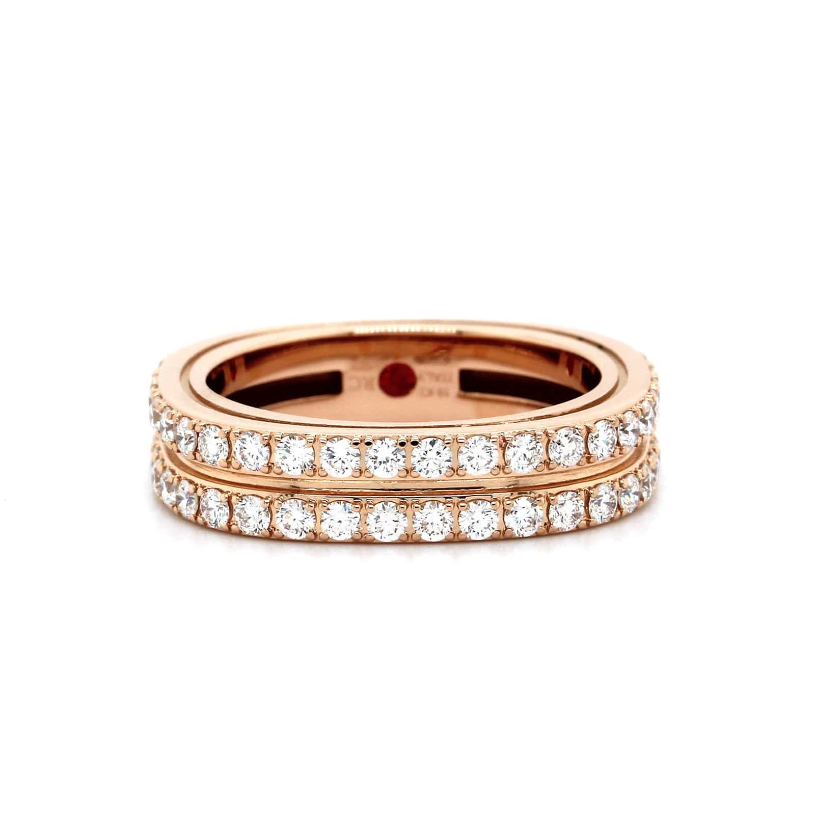 Roberto Coin 18K Rose Gold Portofino 2 Row Diamond Ring - Image 4