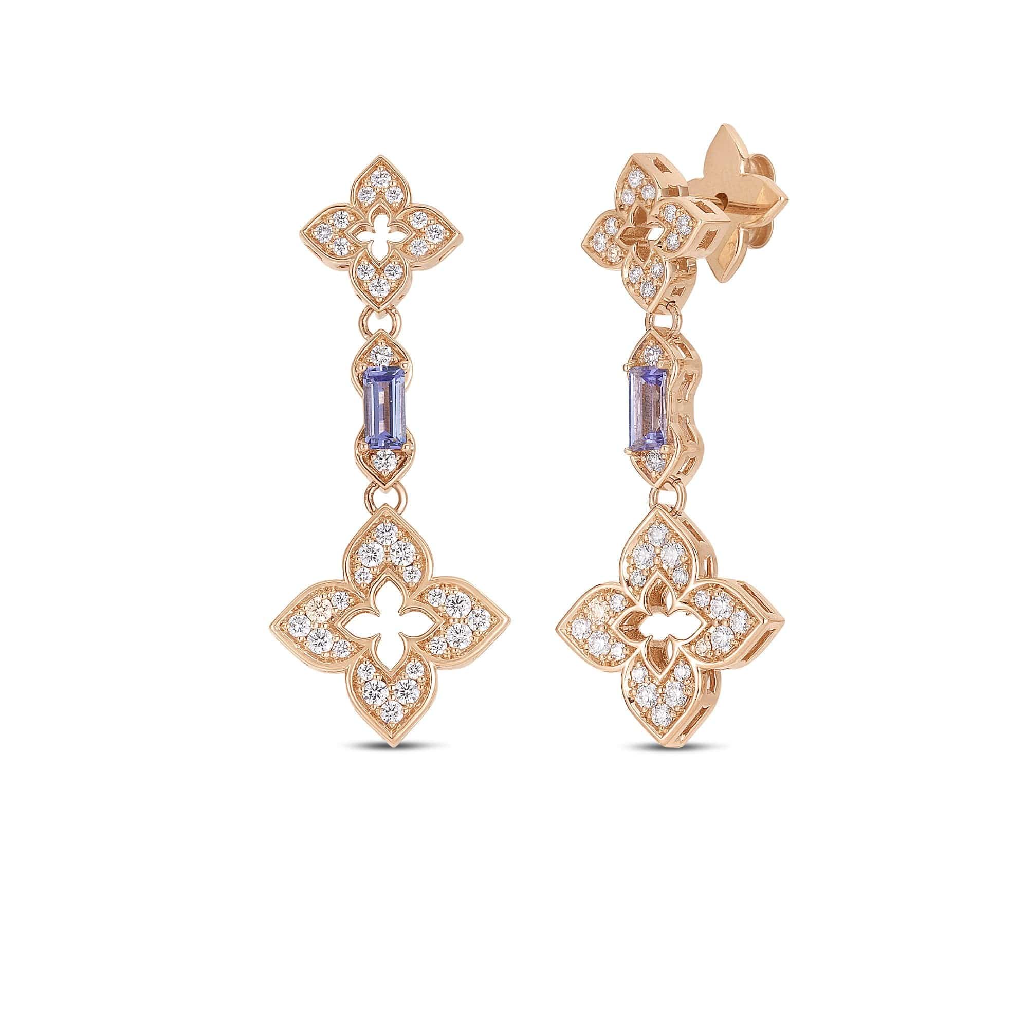 Roberto Coin 18K Rose Gold Venetian Carnivale Diamond and Tanzanite Drop Earrings
