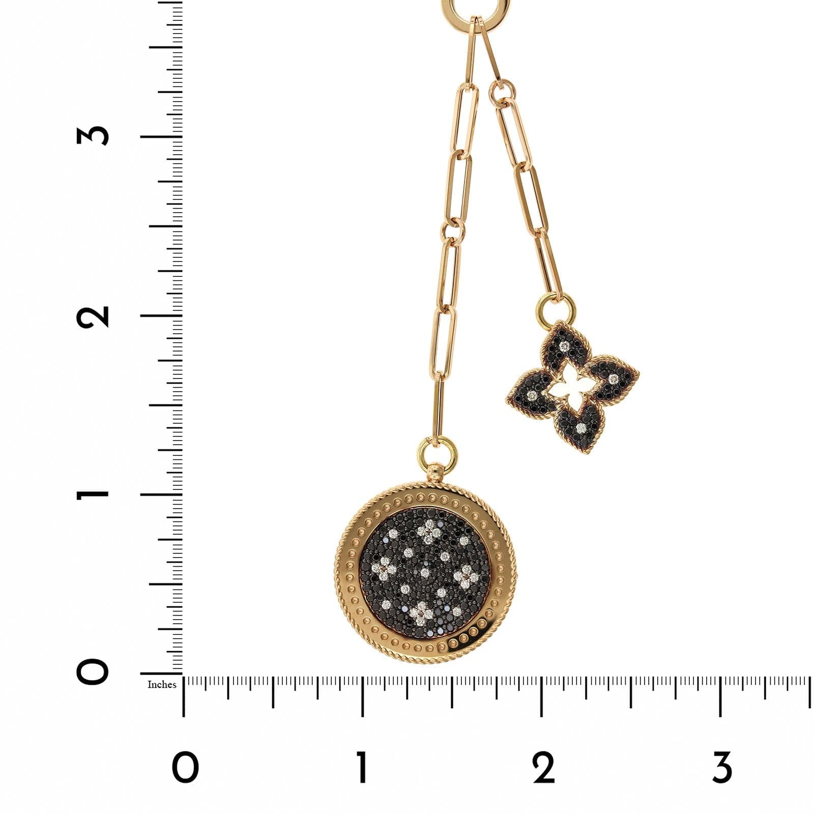 Roberto Coin 18K Rose Gold Venetian Double Medallion Black Diamond Necklace - Image 4